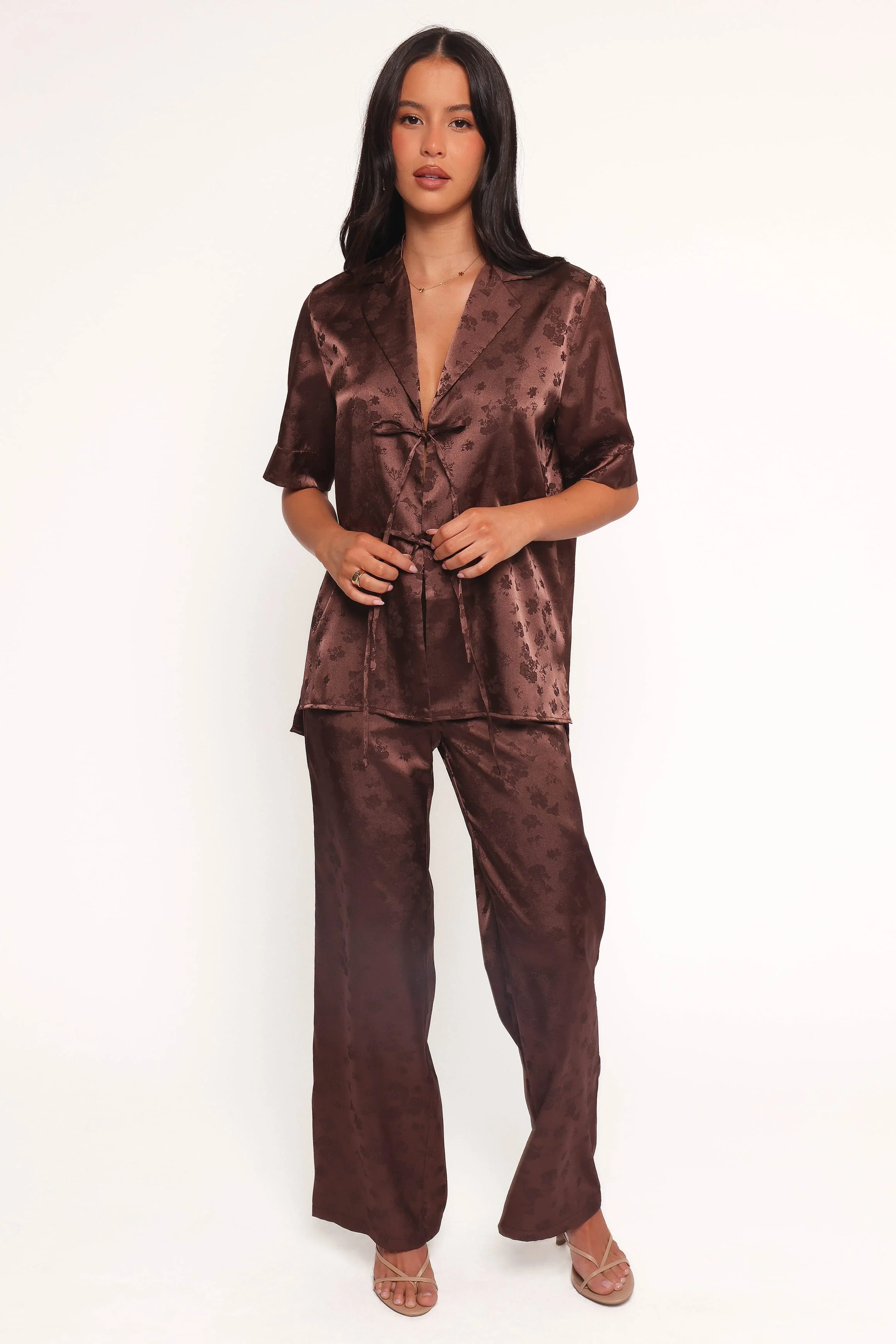 Aaliyah Satin Pants - Chocolate - Image 3