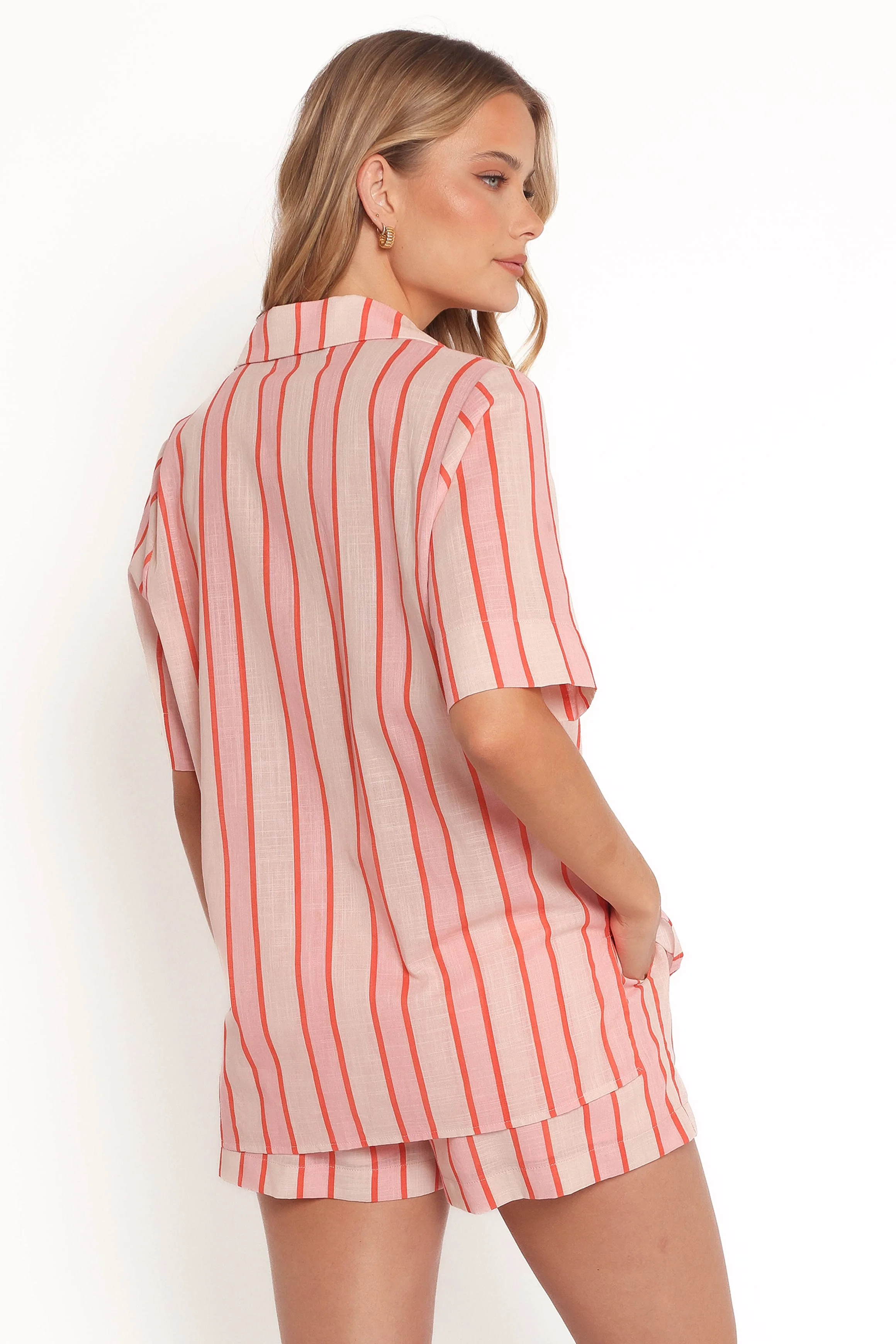 Aaliyah Tie Front Top - Pink Stripe - Image 6
