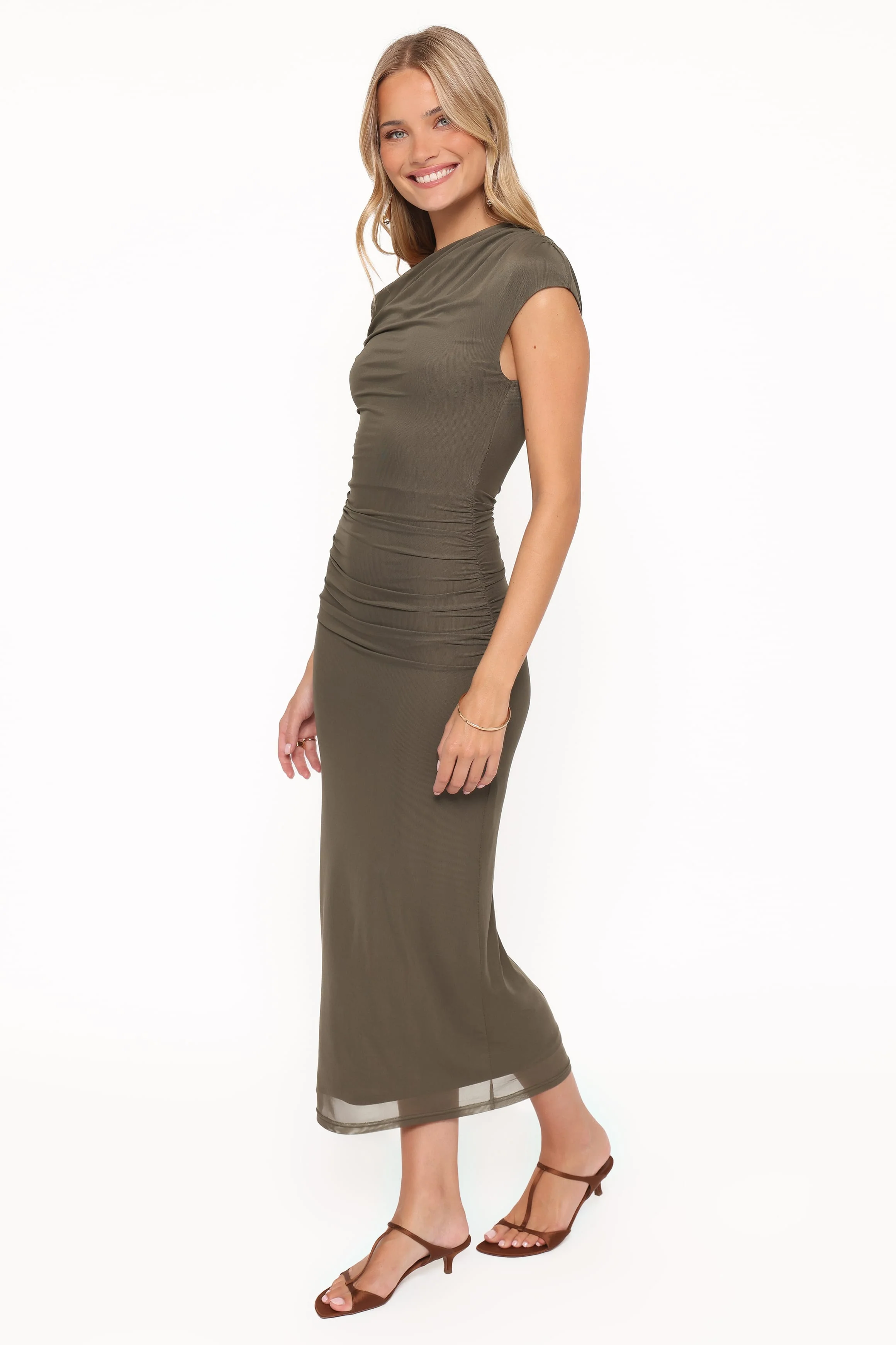 Abbie Off Shoulder Maxi Dress - Olive - Image 3
