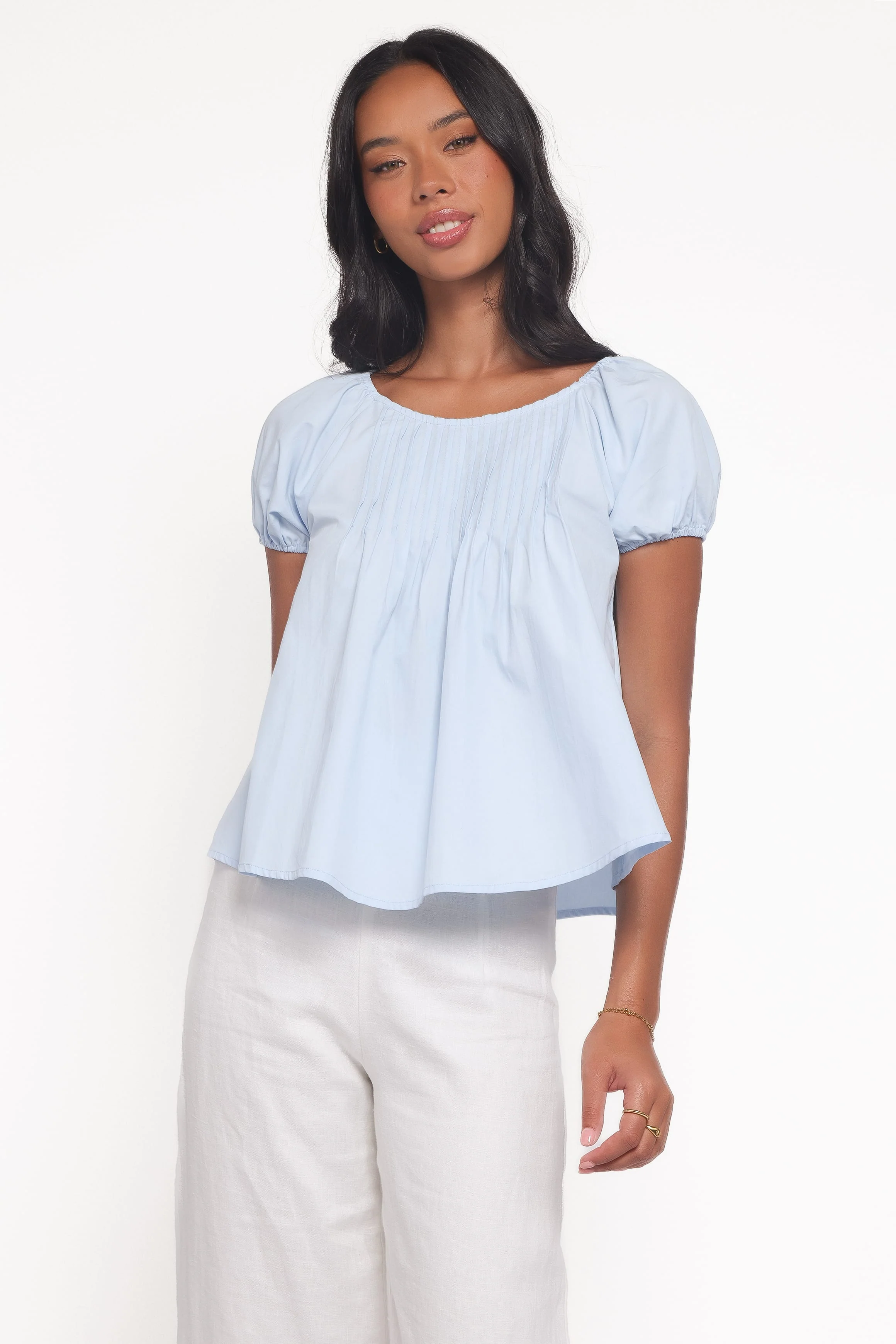 Abbot Pleated Top - Blue - Image 2
