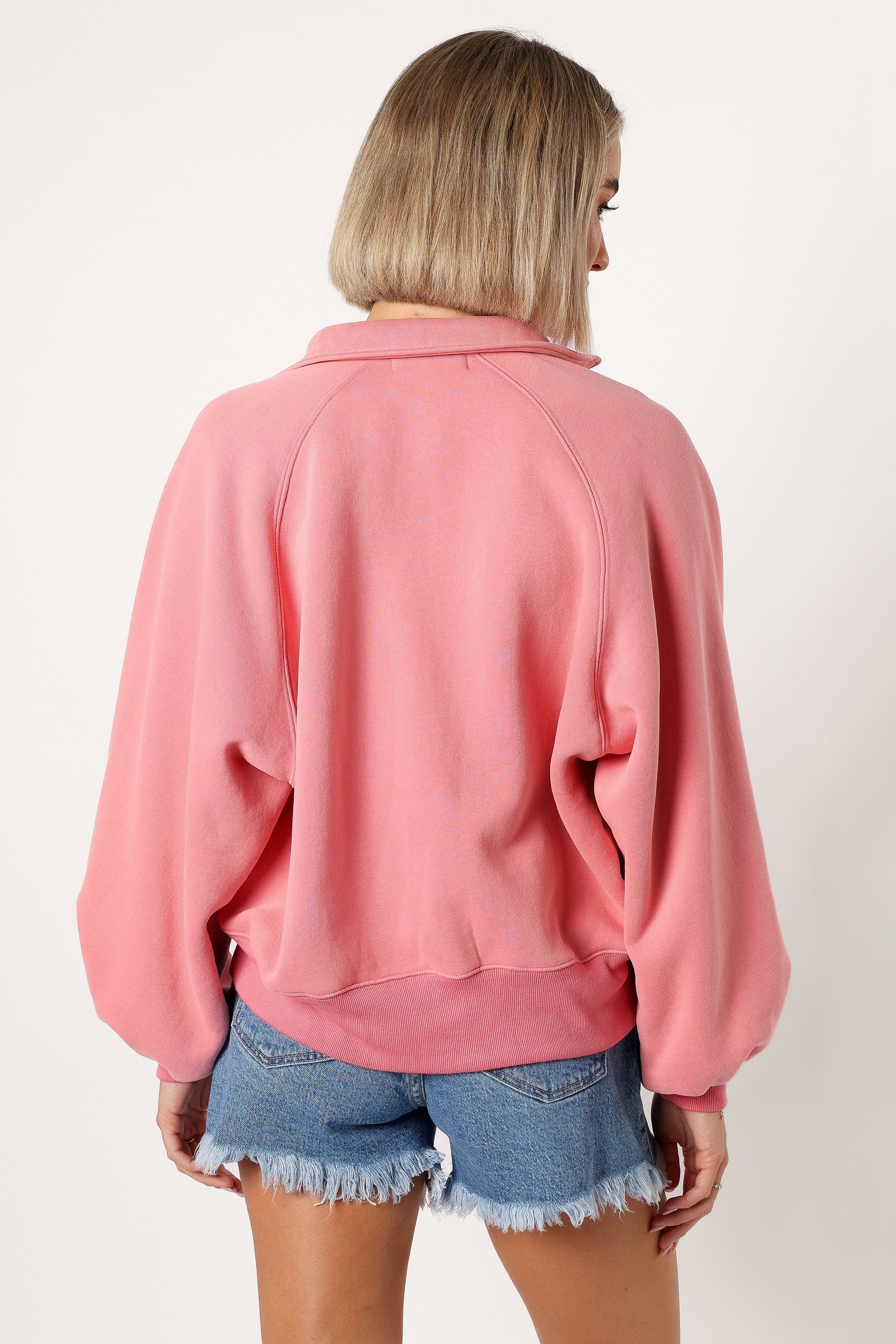 Adeline Snap Quarter Neck Sweatshirt - Pink - Image 5