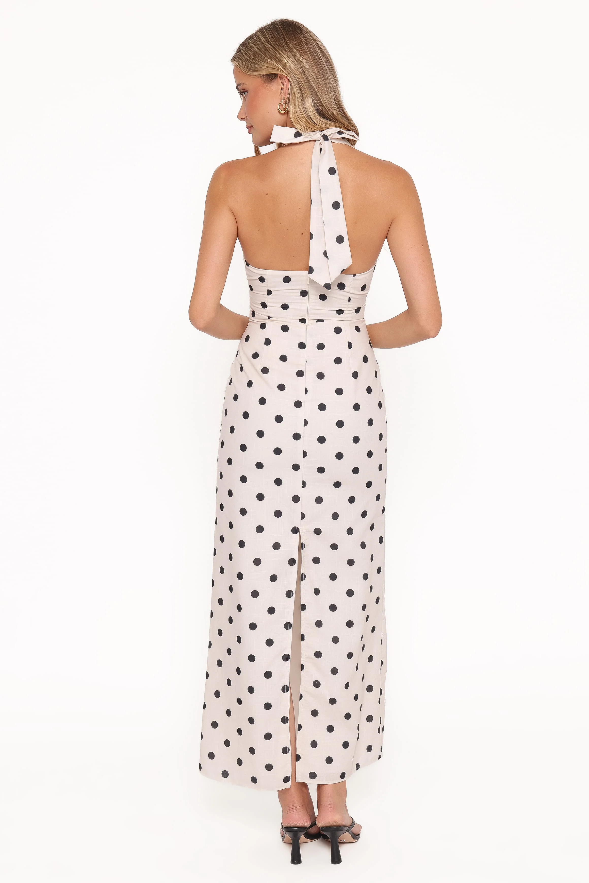 Adora Halterneck Maxi Dress - White Polka Dot - Image 5
