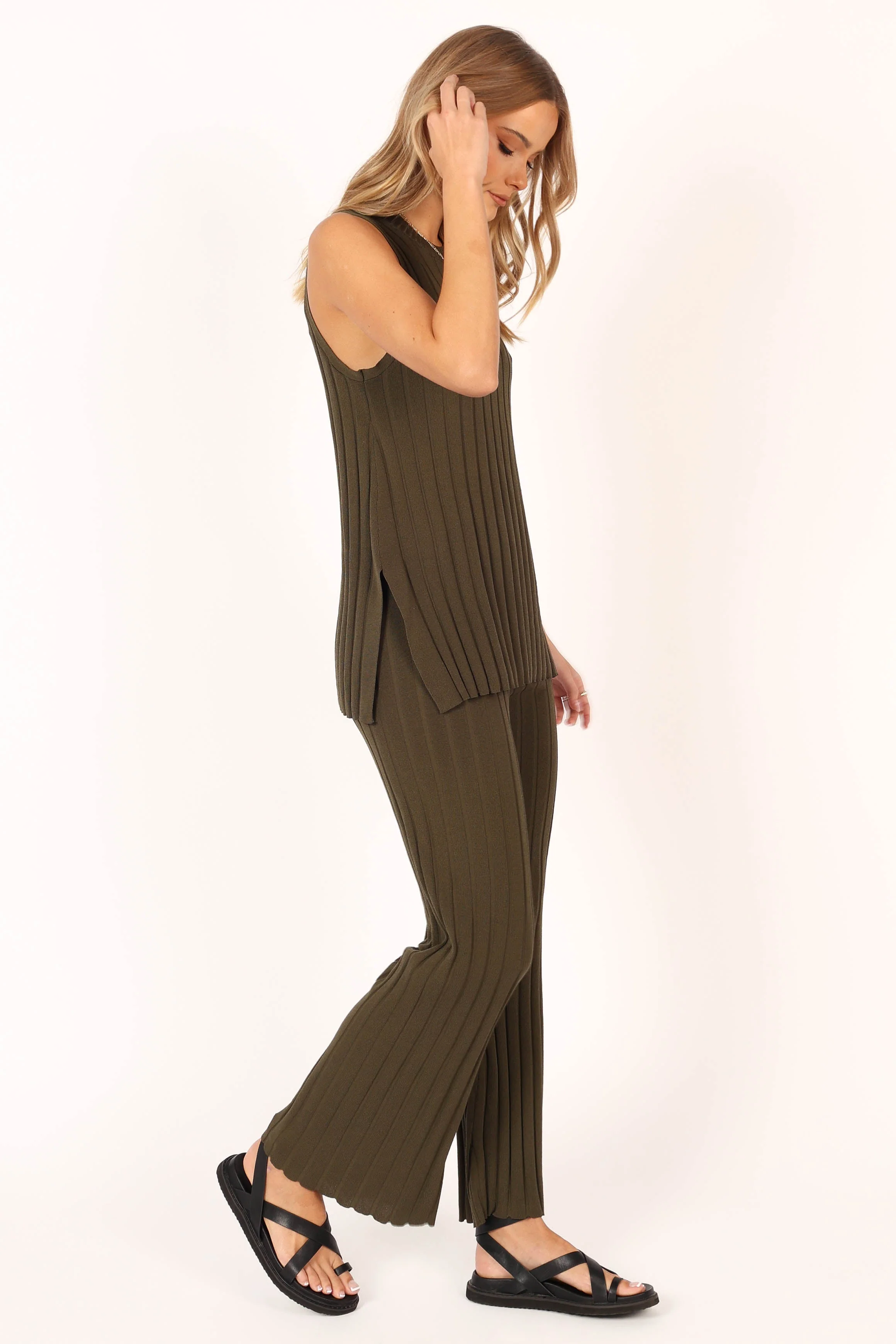 Agnes Knit Pant - Khaki - Image 7