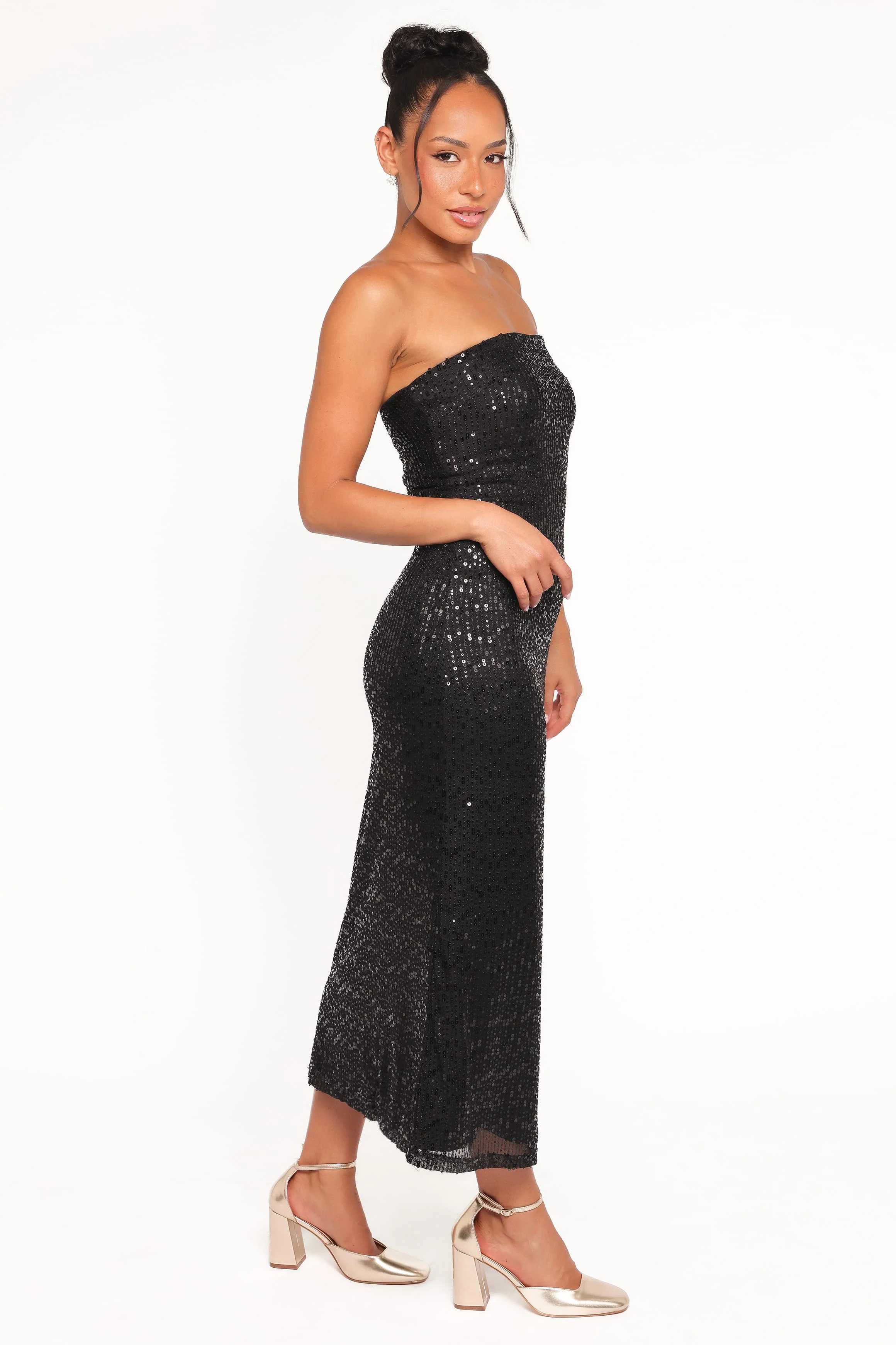 Agnes Strapless Sequin Maxi Dress - Black - Image 4