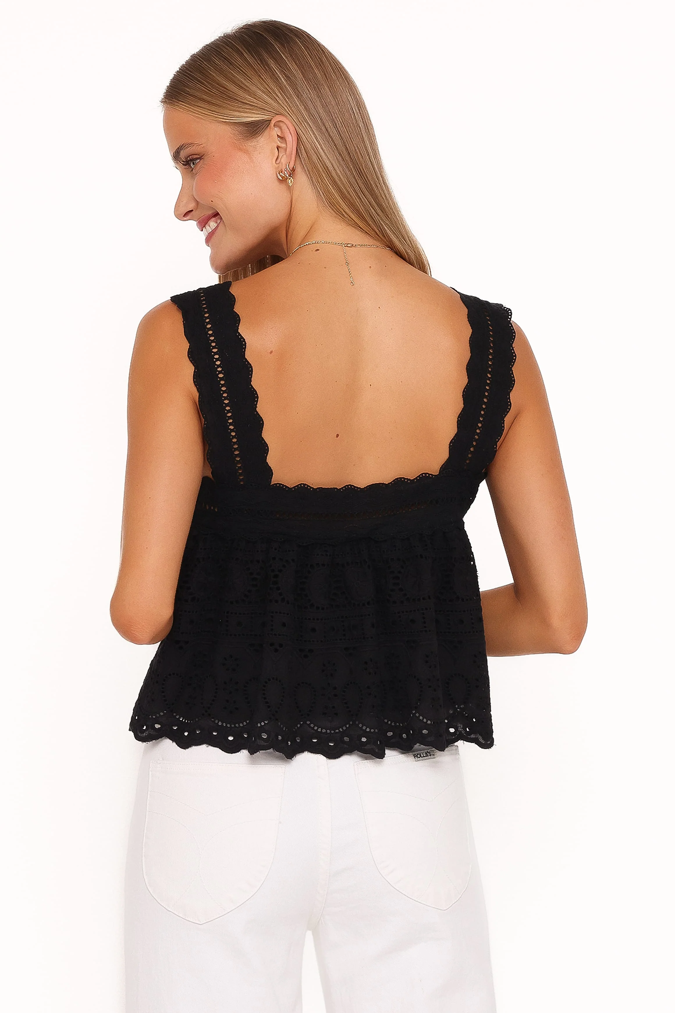 Aideen Eyelet Top - Black - Image 4