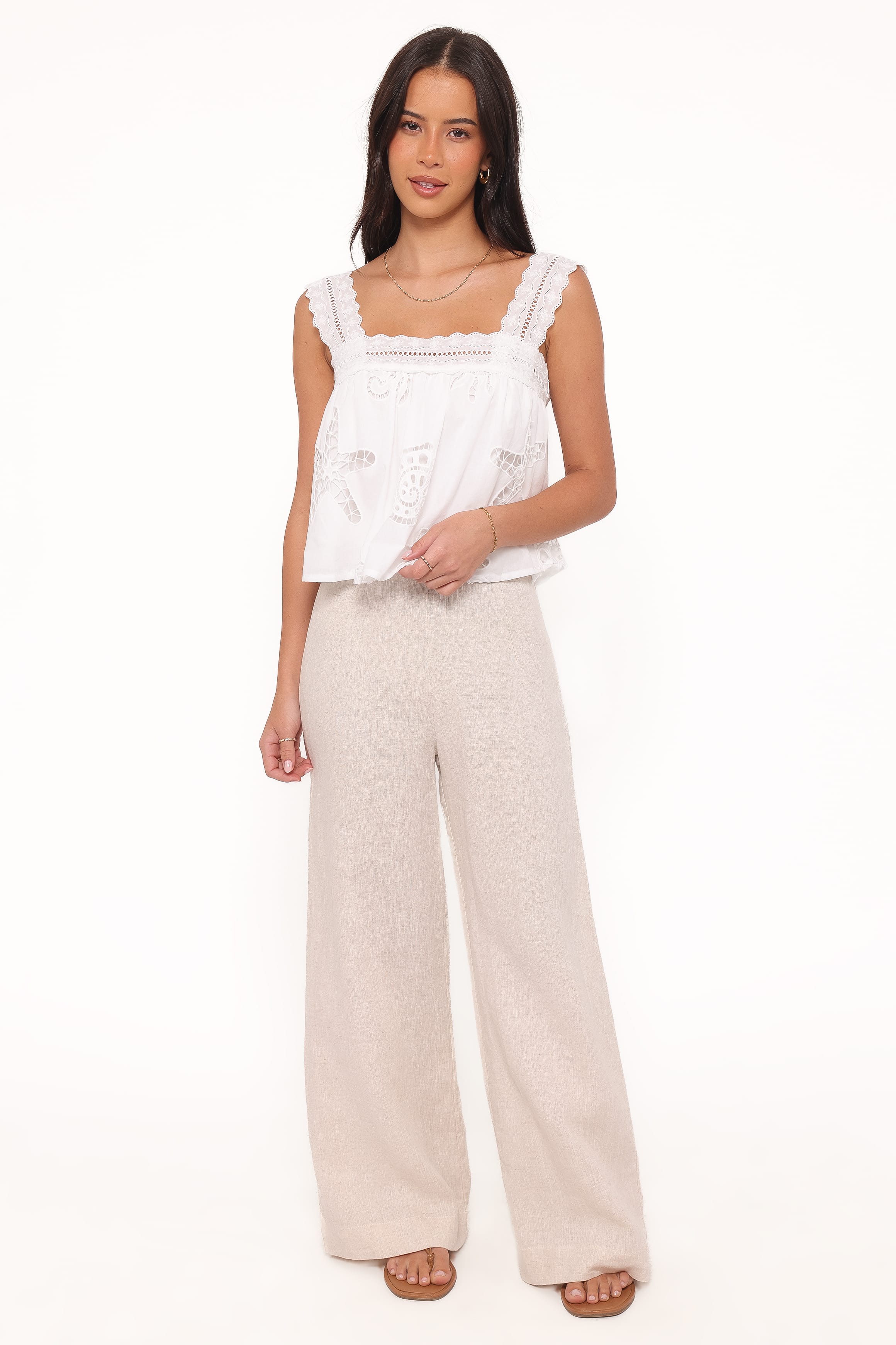 Aideen Eyelet Top - White Shell - Image 5