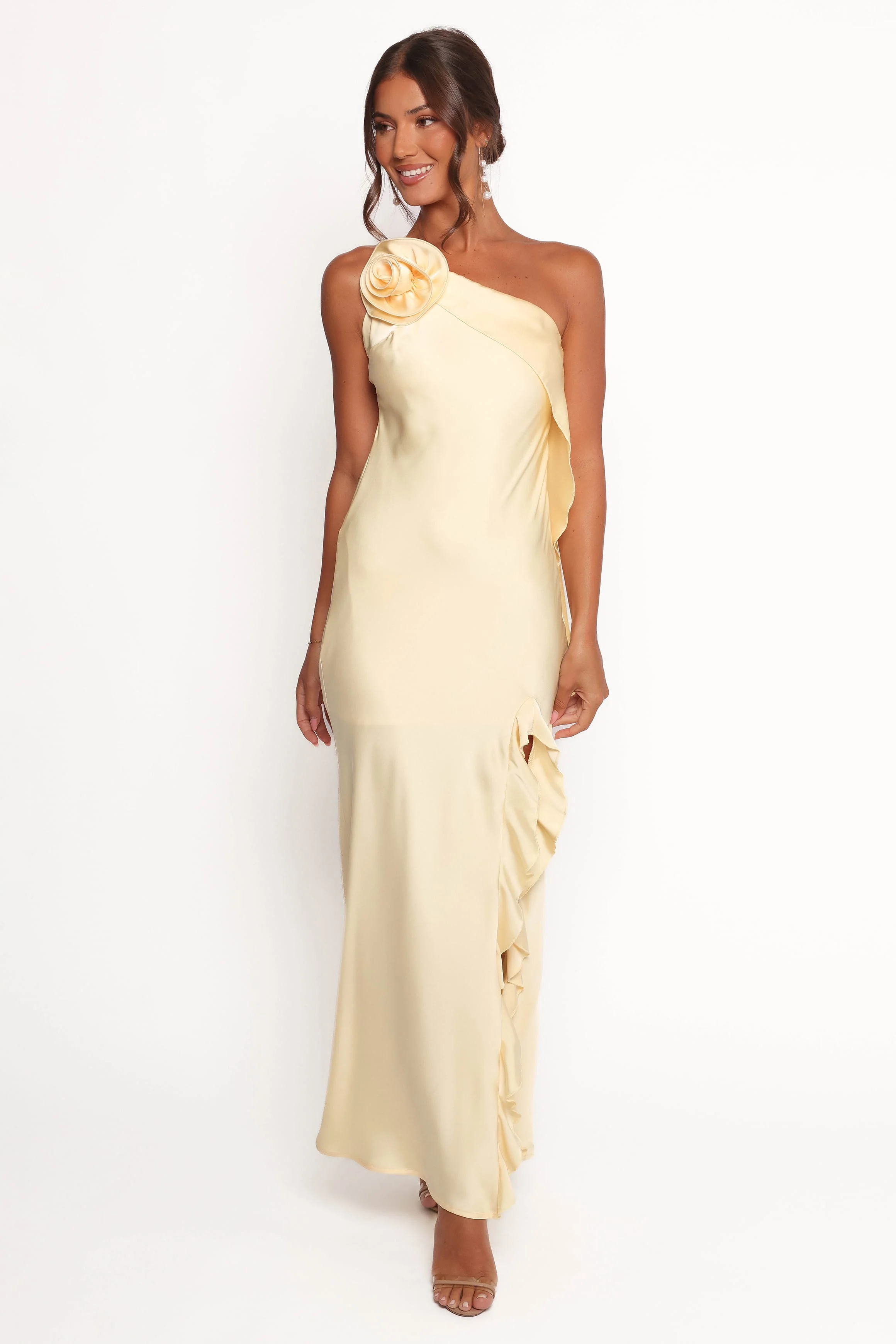 Aila Rosette One Shoulder Dress - Butter Yellow - Image 7