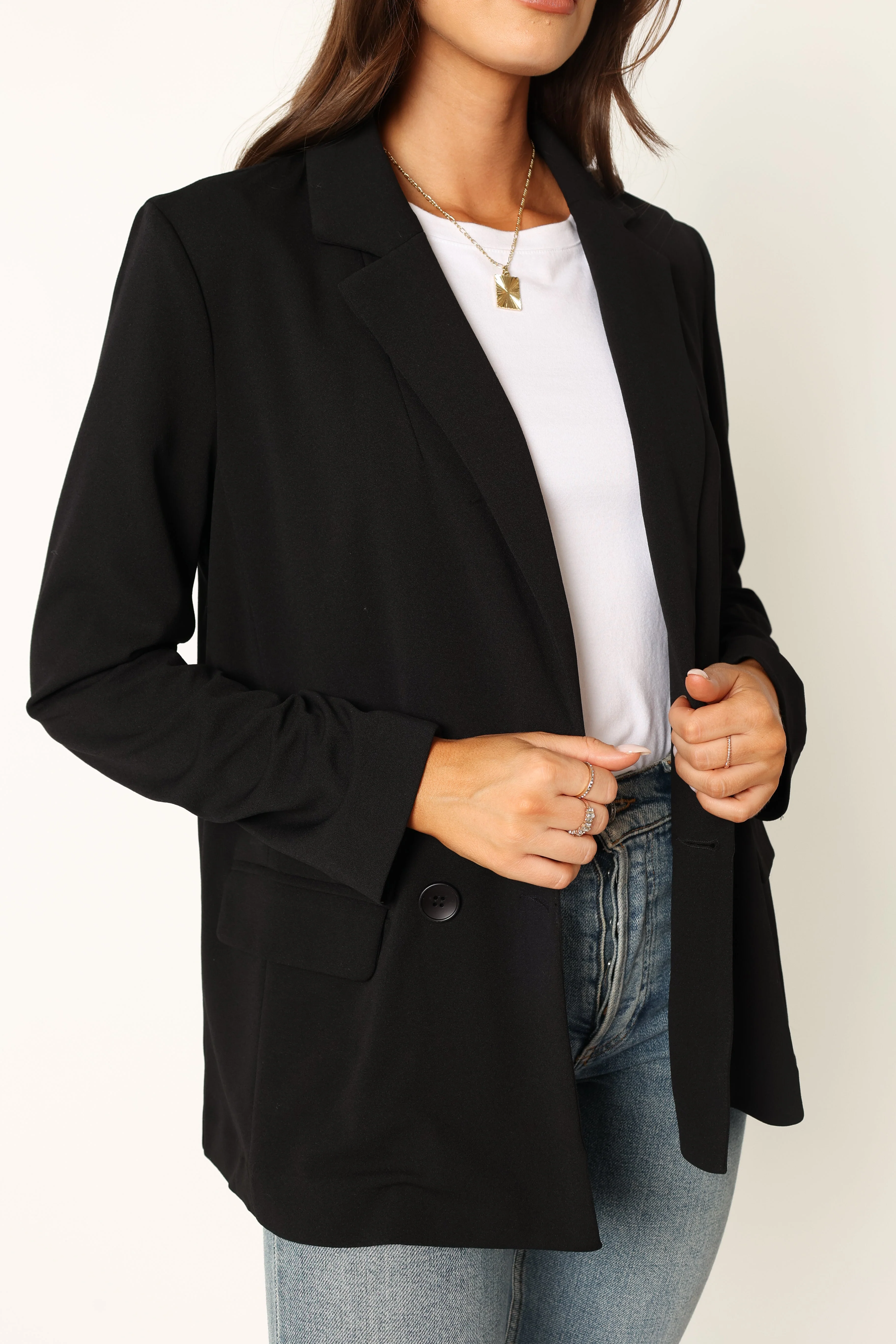 Ailani Button Front Blazer - Black - Image 6