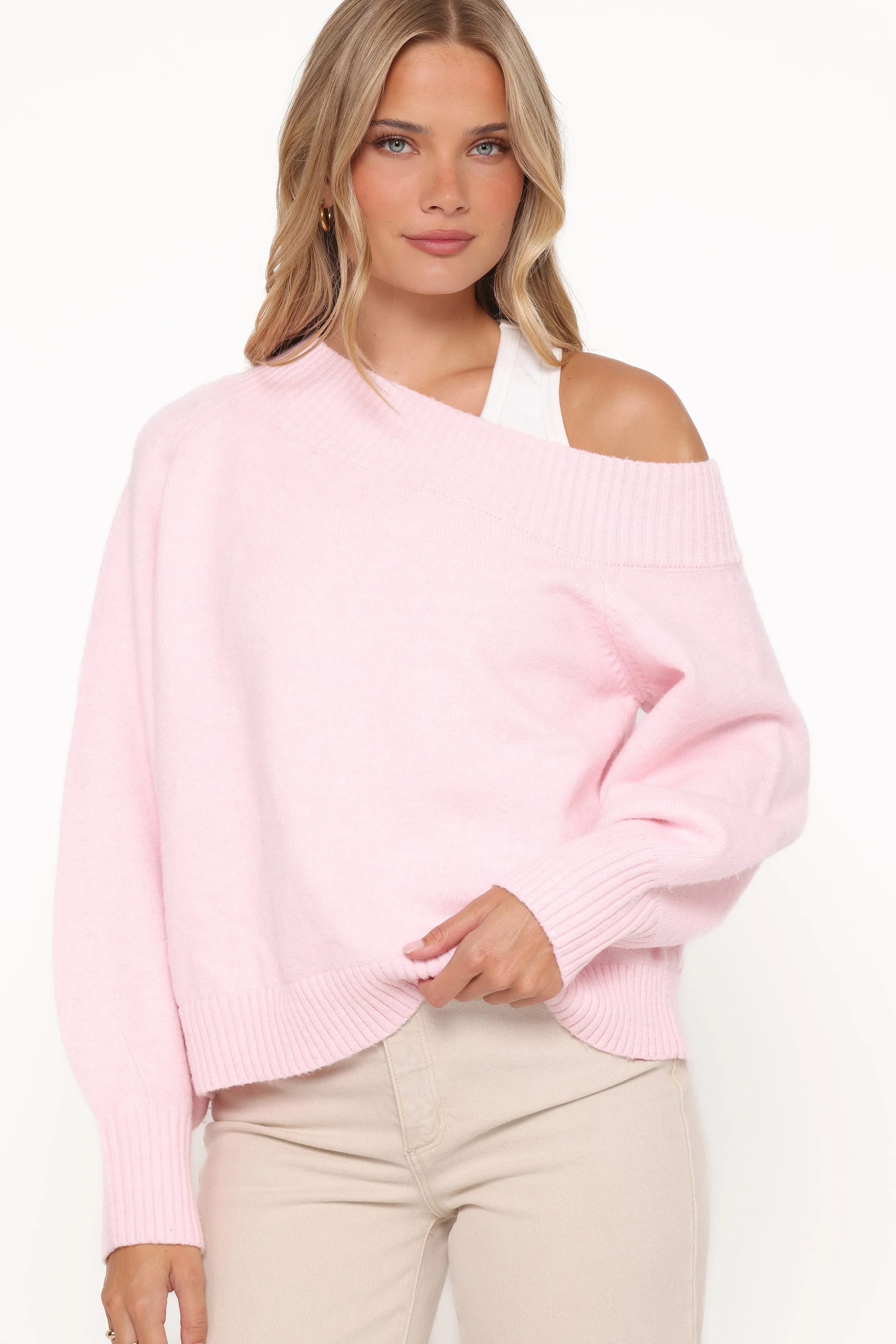 Ailis Off Shoulder Sweater - Pink - Image 5