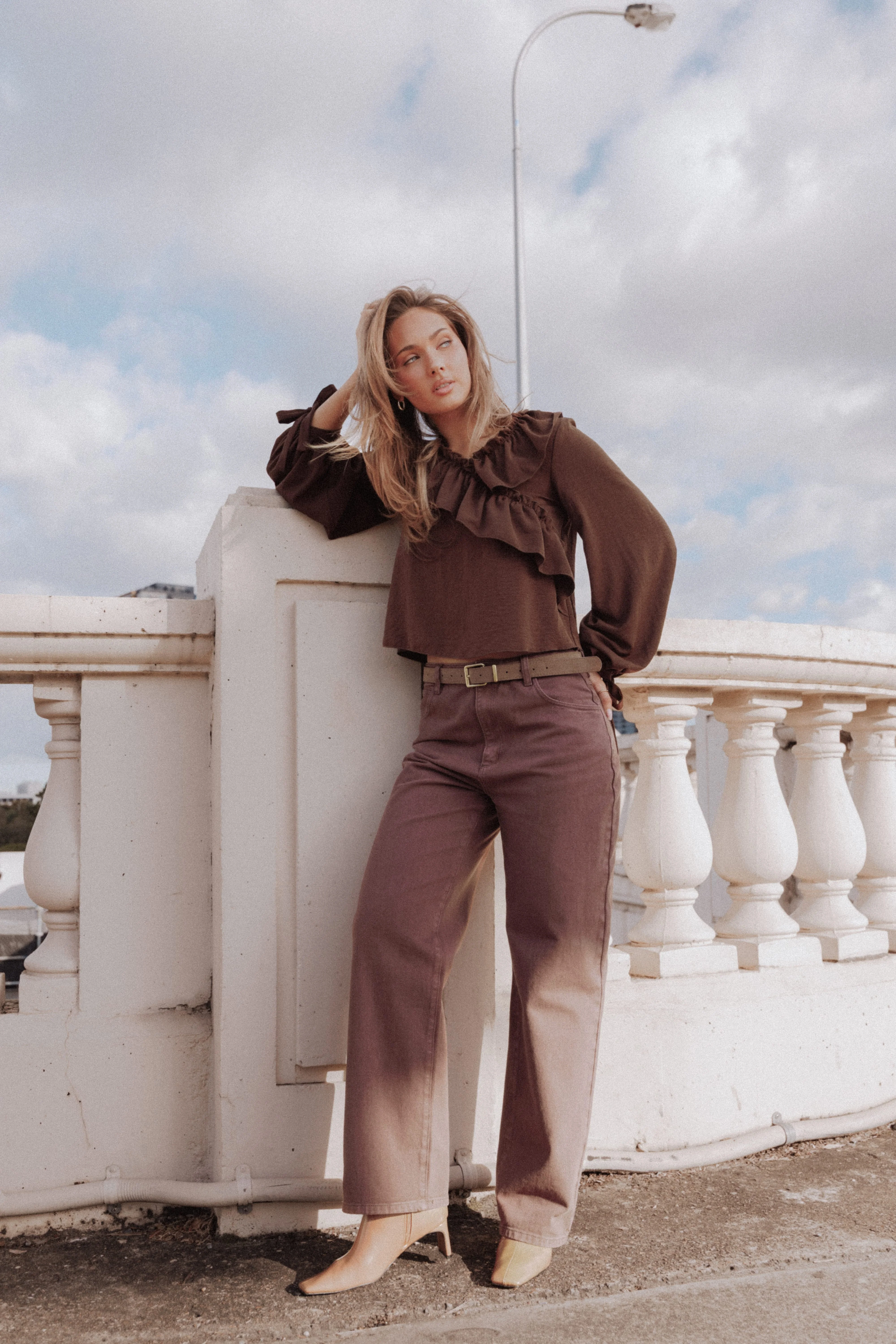Ailis Wide Leg Jean - Chocolate - Image 7