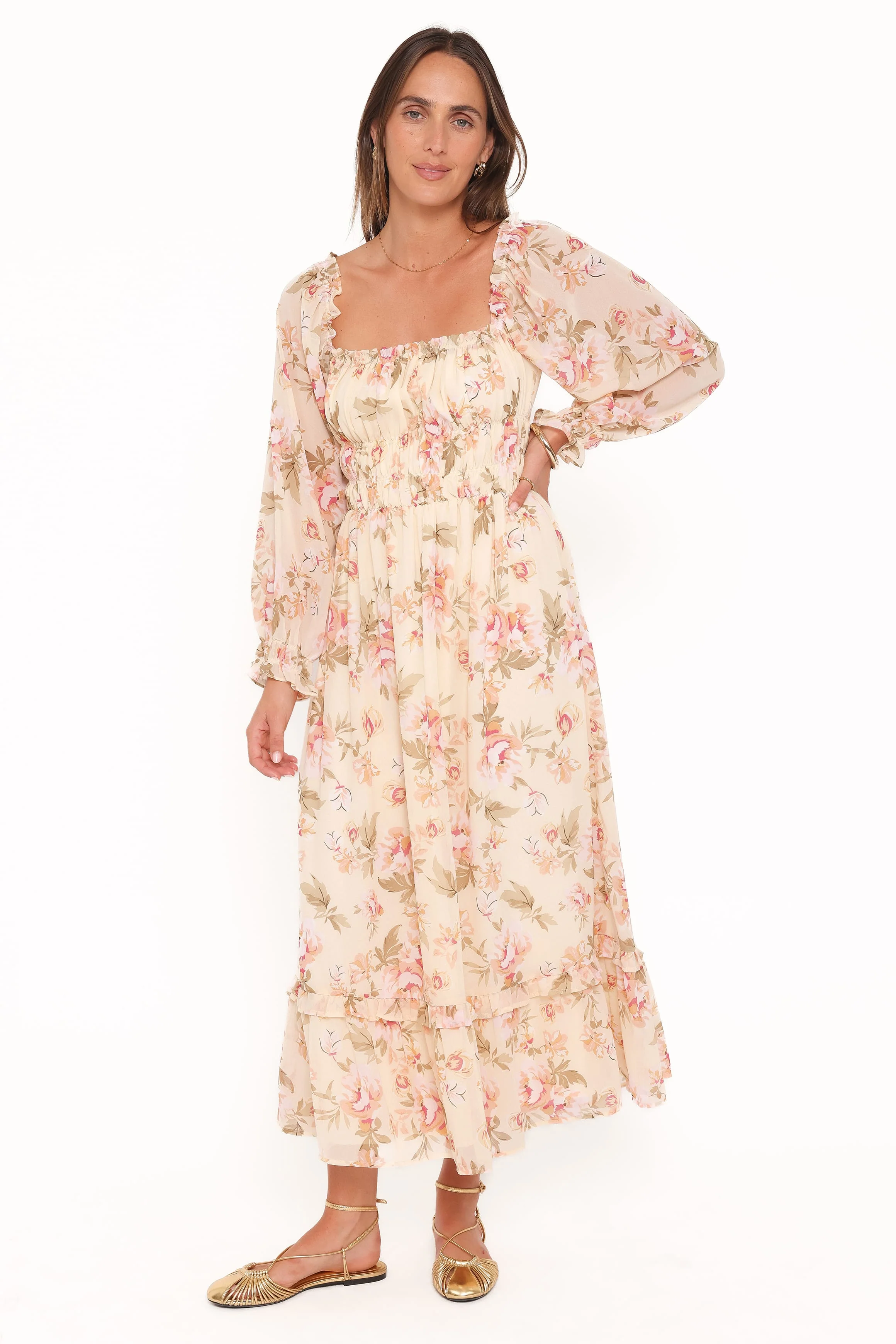 Aine Midi Dress - Cream Floral - Image 6
