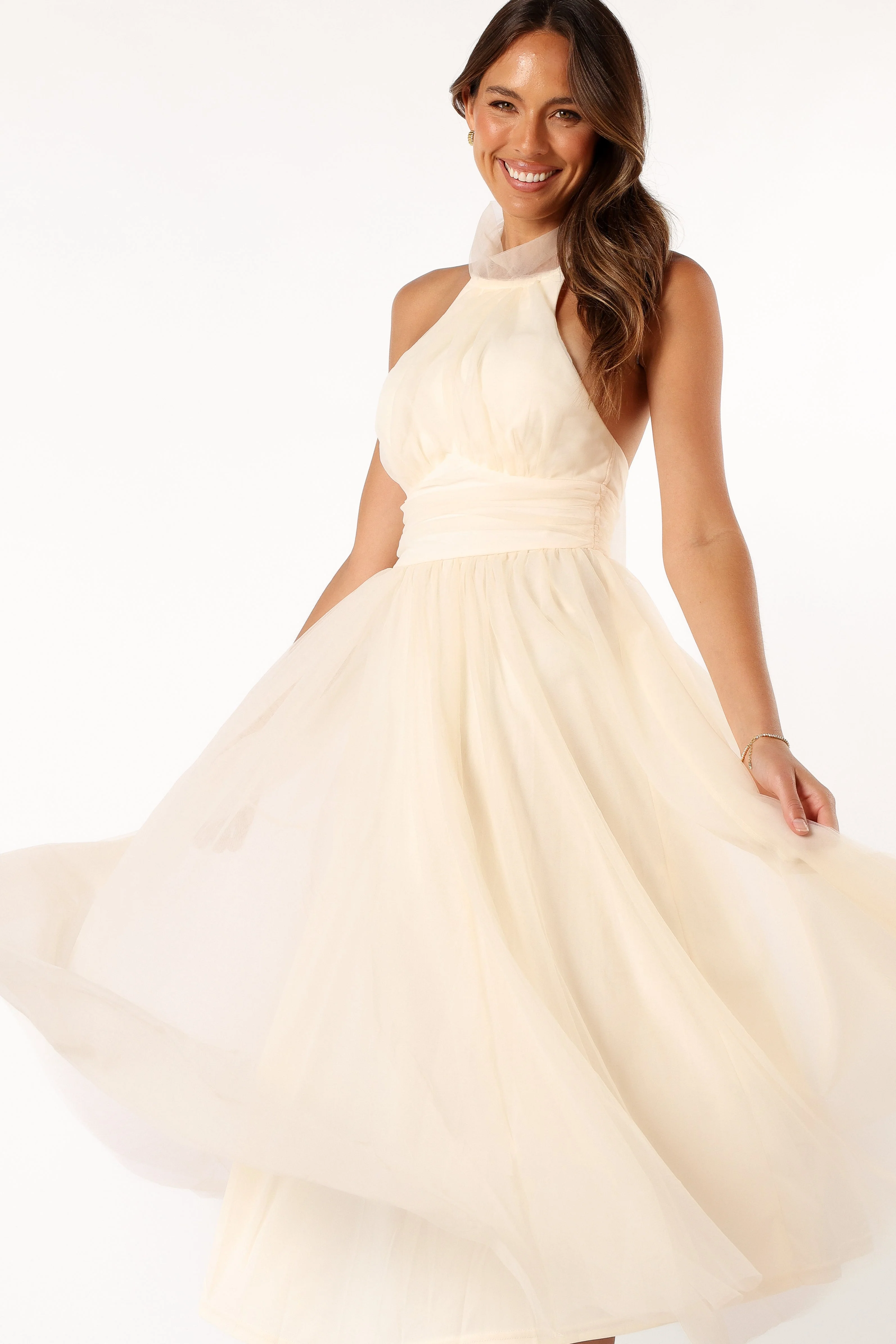 Aletta Halterneck Midi Dress - Cream - Image 3