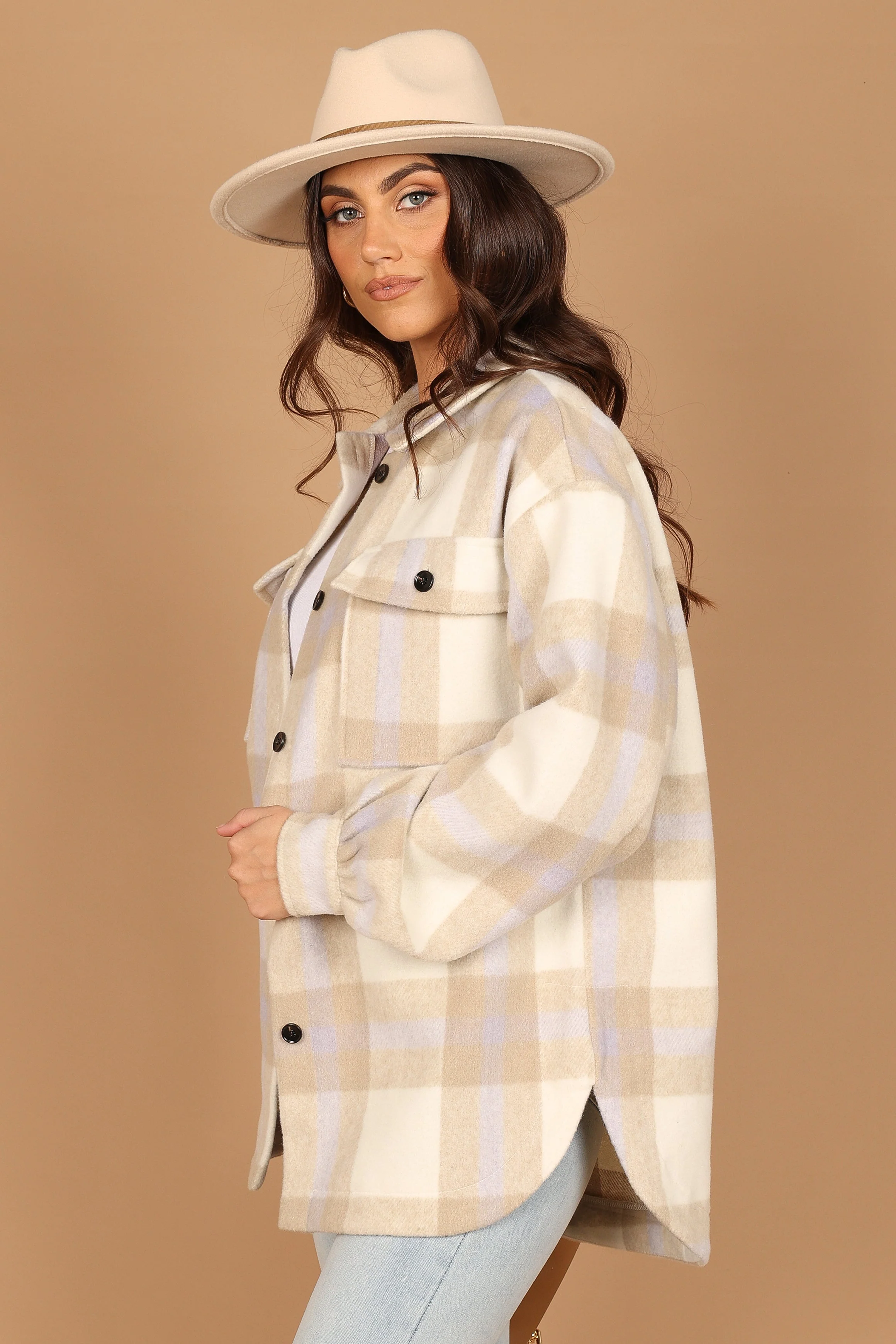 Alex Double-Breasted Pocket Shacket - Cream Check - Image 6