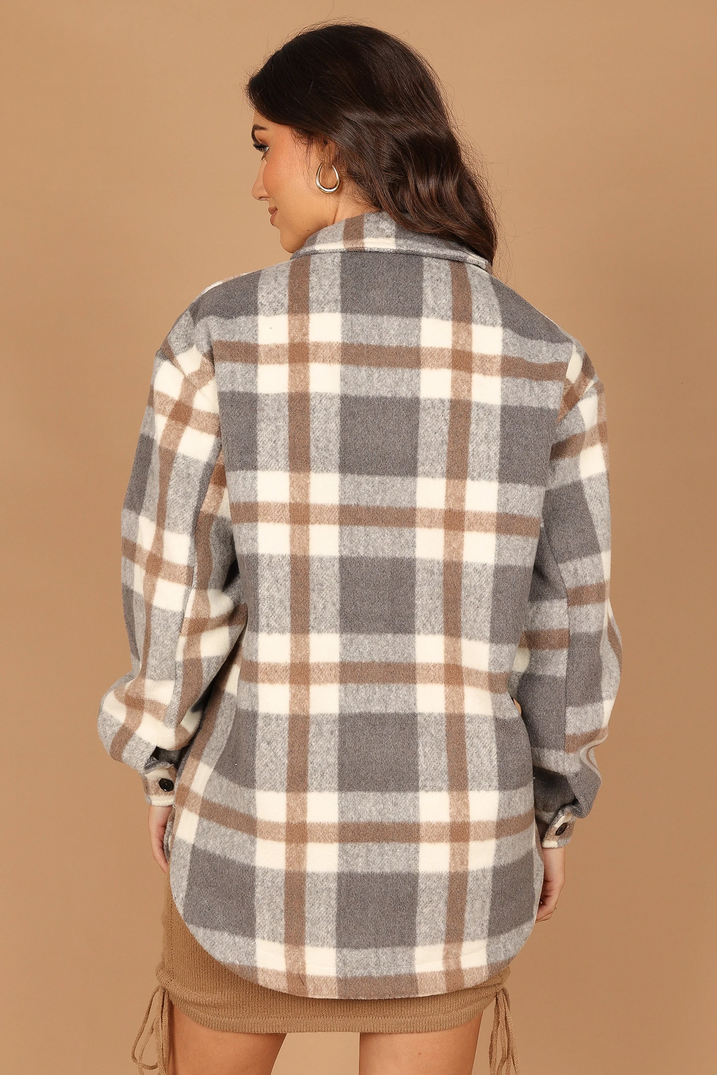 Alex Double-Breasted Pocket Shacket - Grey Check - Image 6