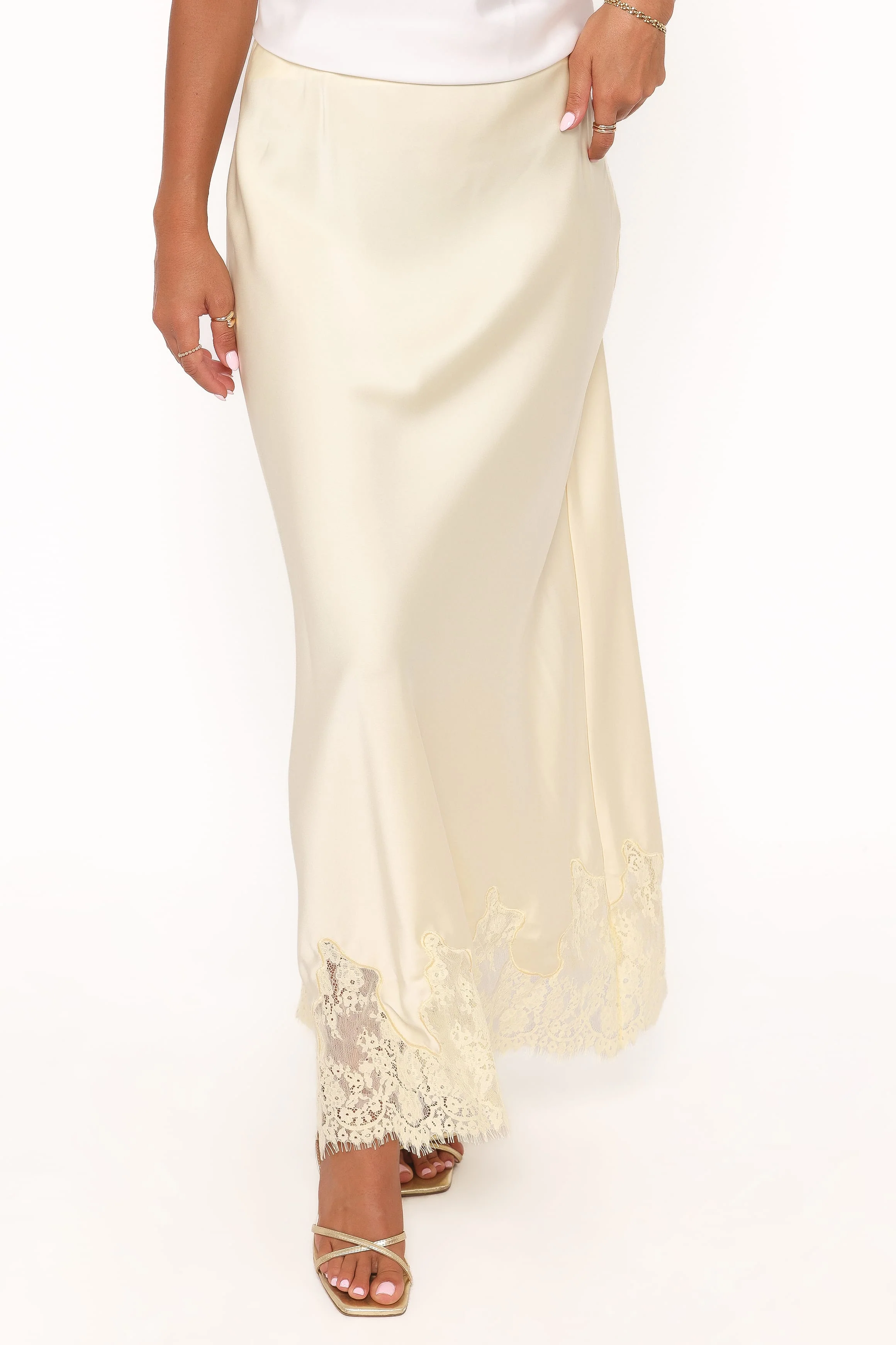 Alira Lace Trim Midi Skirt - Yellow - Image 2