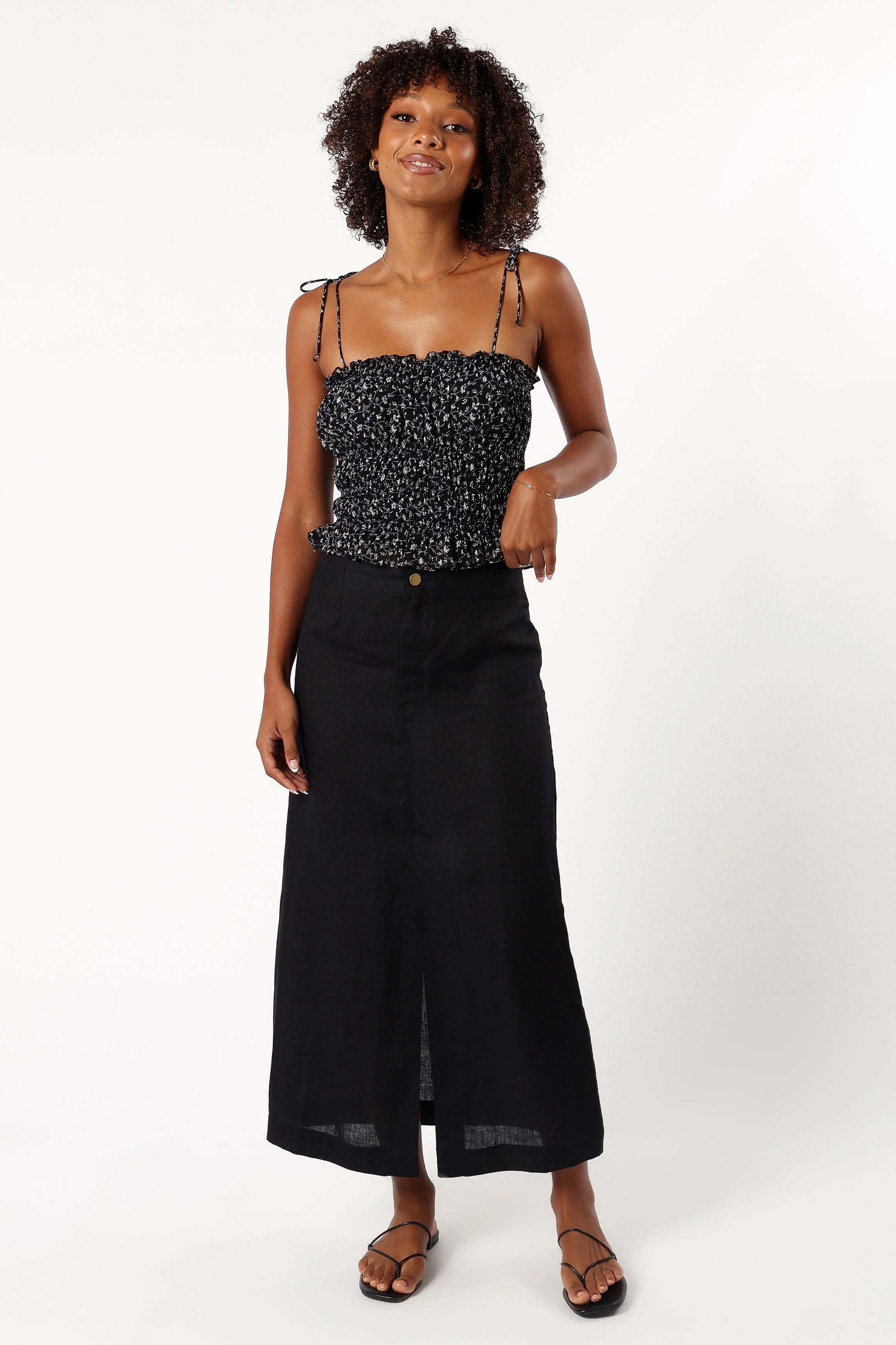 Allison Ruffle Top - Black Off White - Image 2