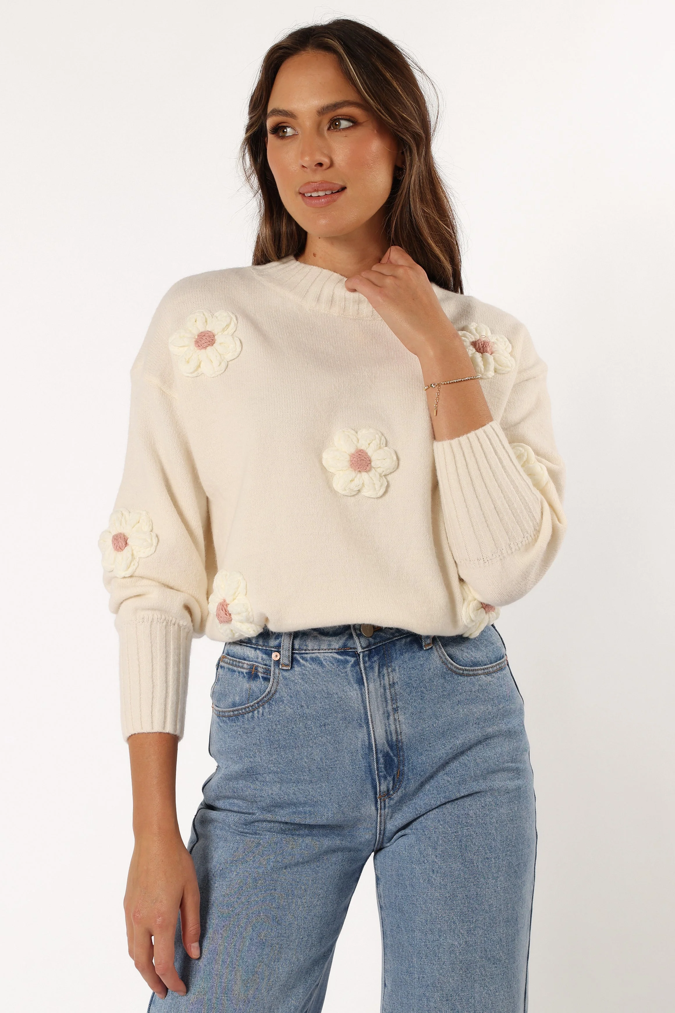 Alto Flower Knit Sweater - White - Image 3