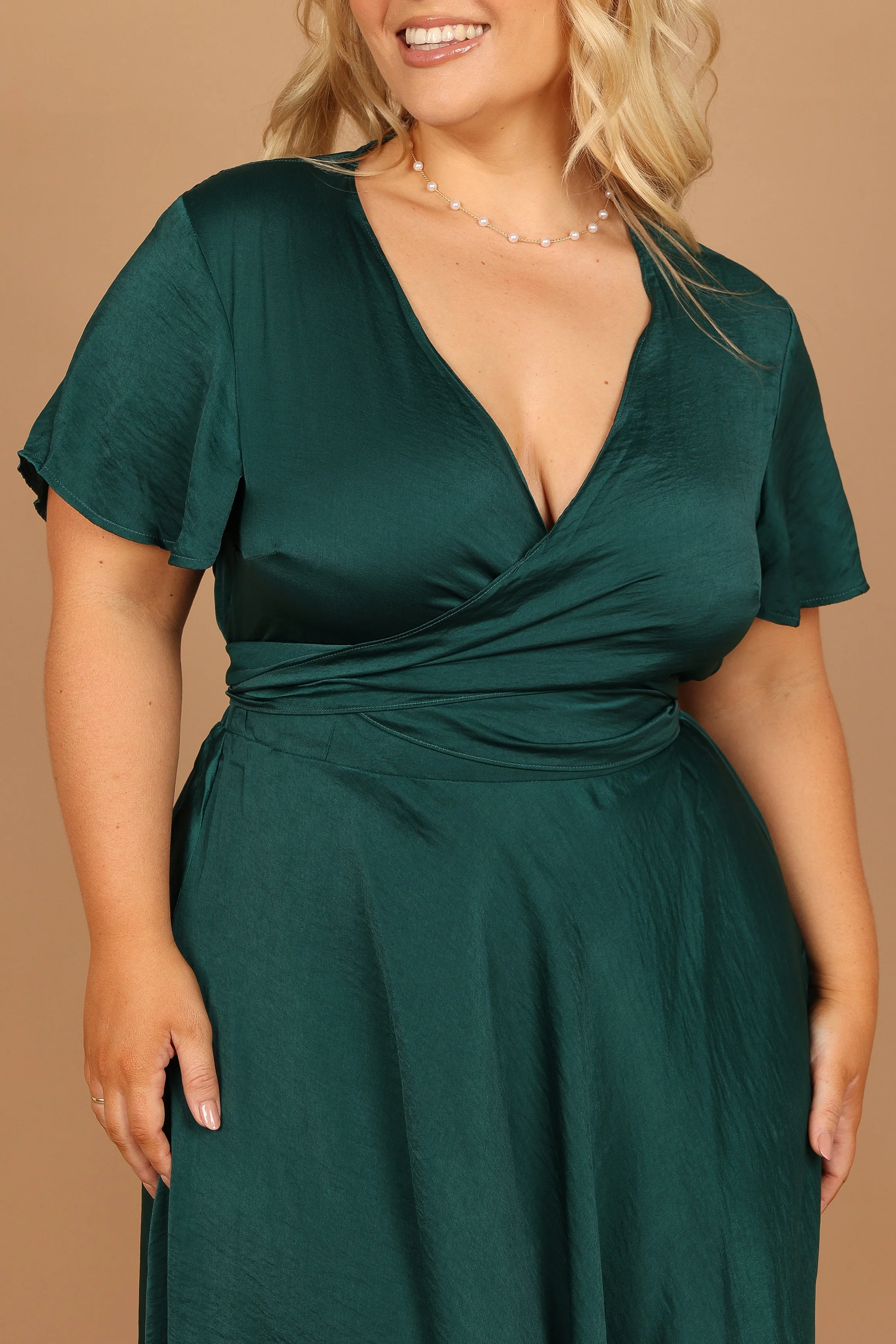 Amanda Hi Lo Tie Front Dress - Emerald - Image 6