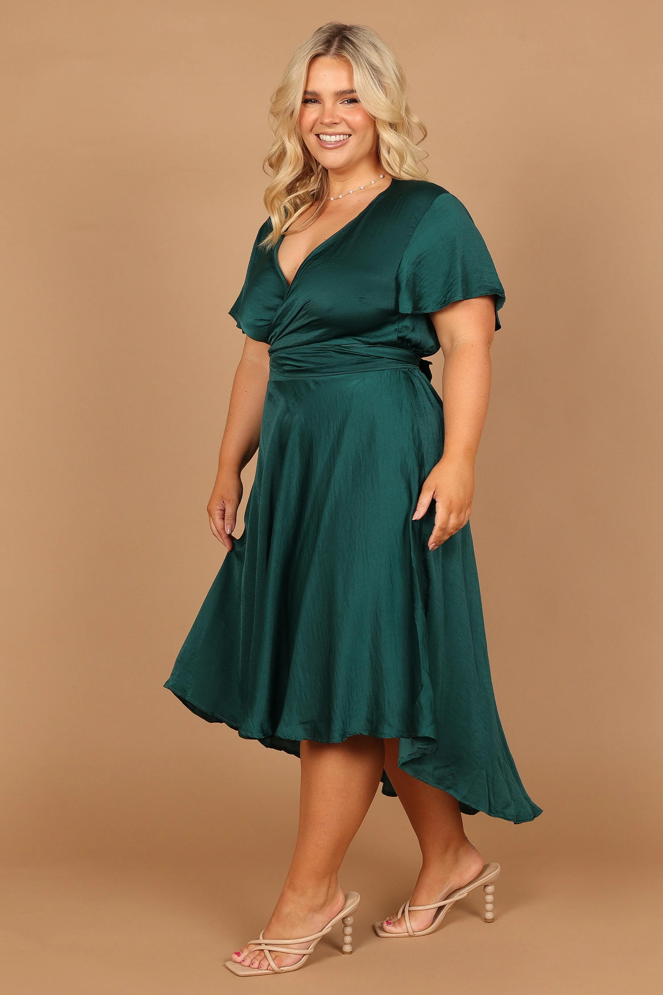 Amanda Hi Lo Tie Front Dress - Emerald - Image 7