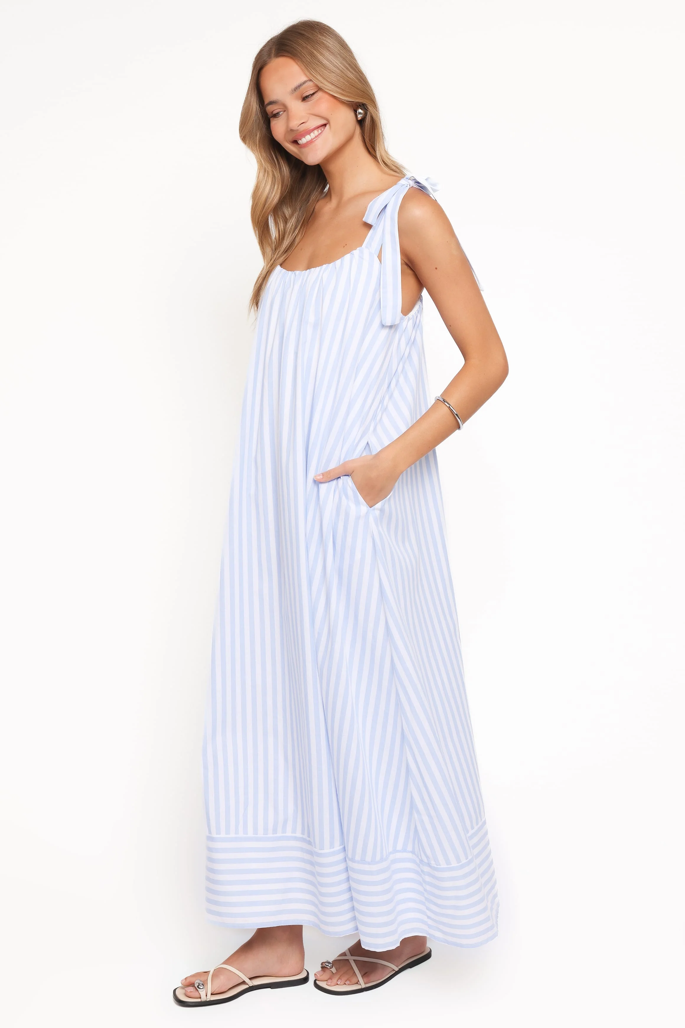 Amber Maxi Dress - Pale Blue Stripe - Image 4