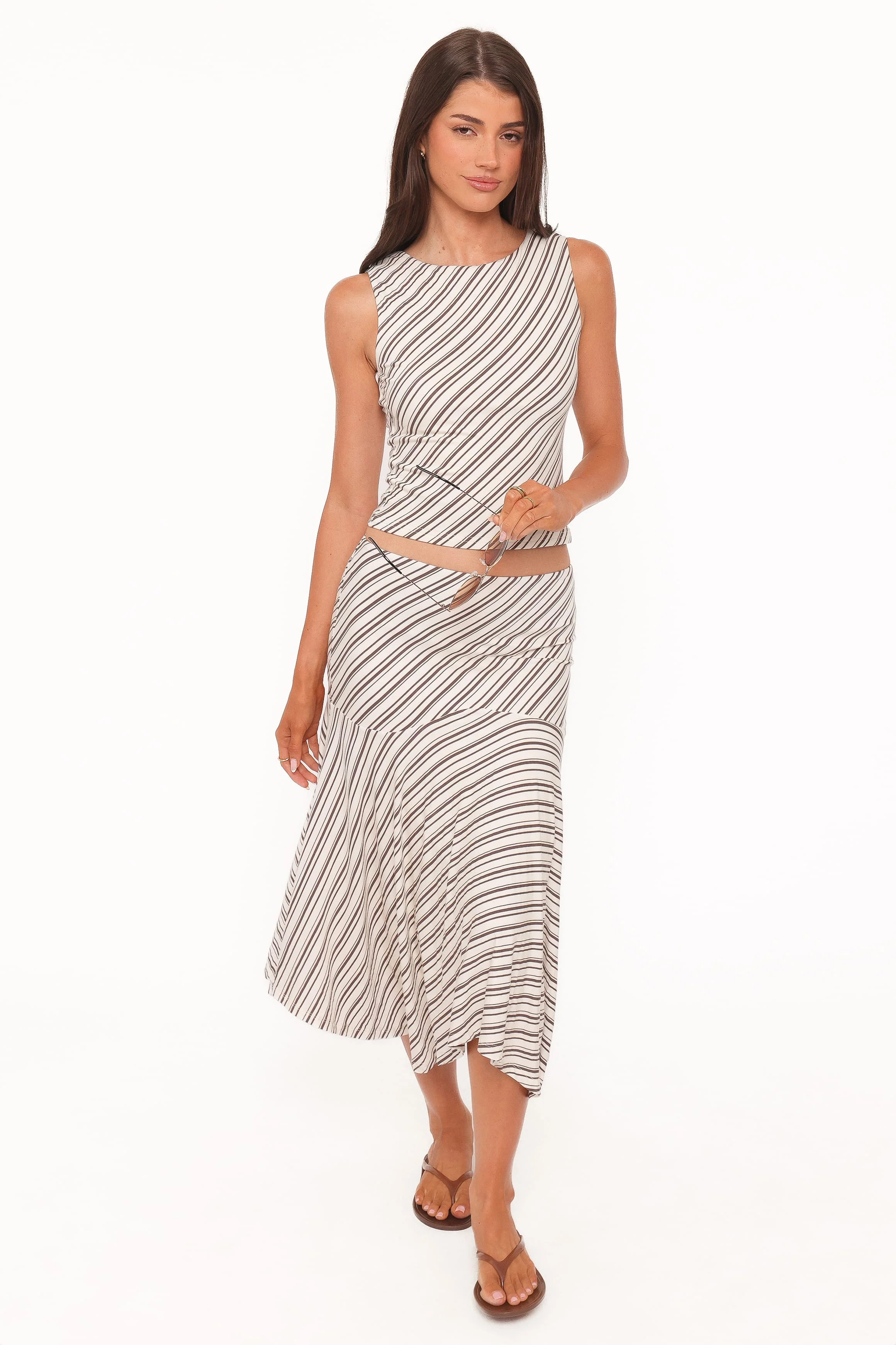 Amber Skirt Set - Cream/Brown Stripe - Image 3