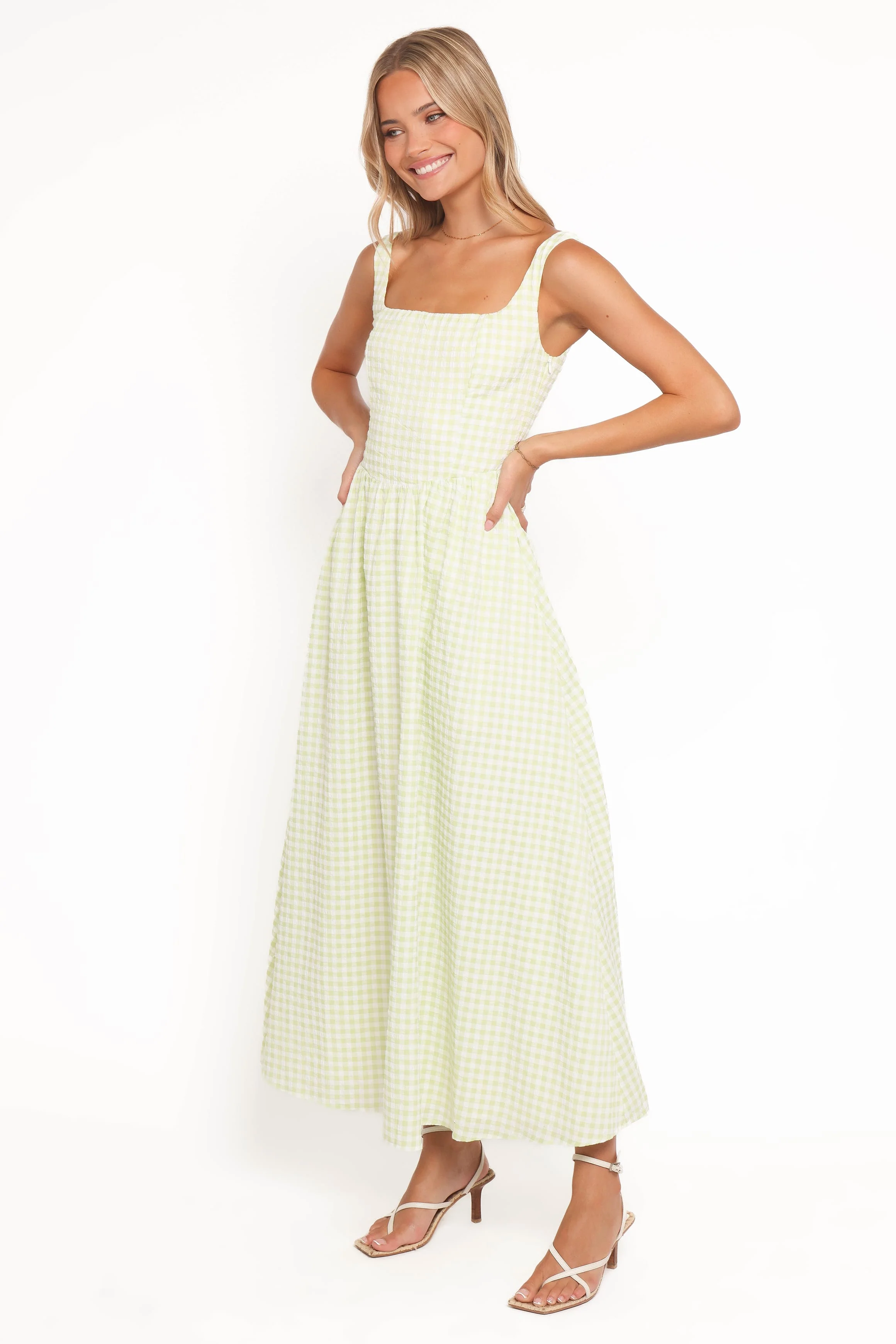 Amberlyn Maxi Dress - Green Gingham - Image 3