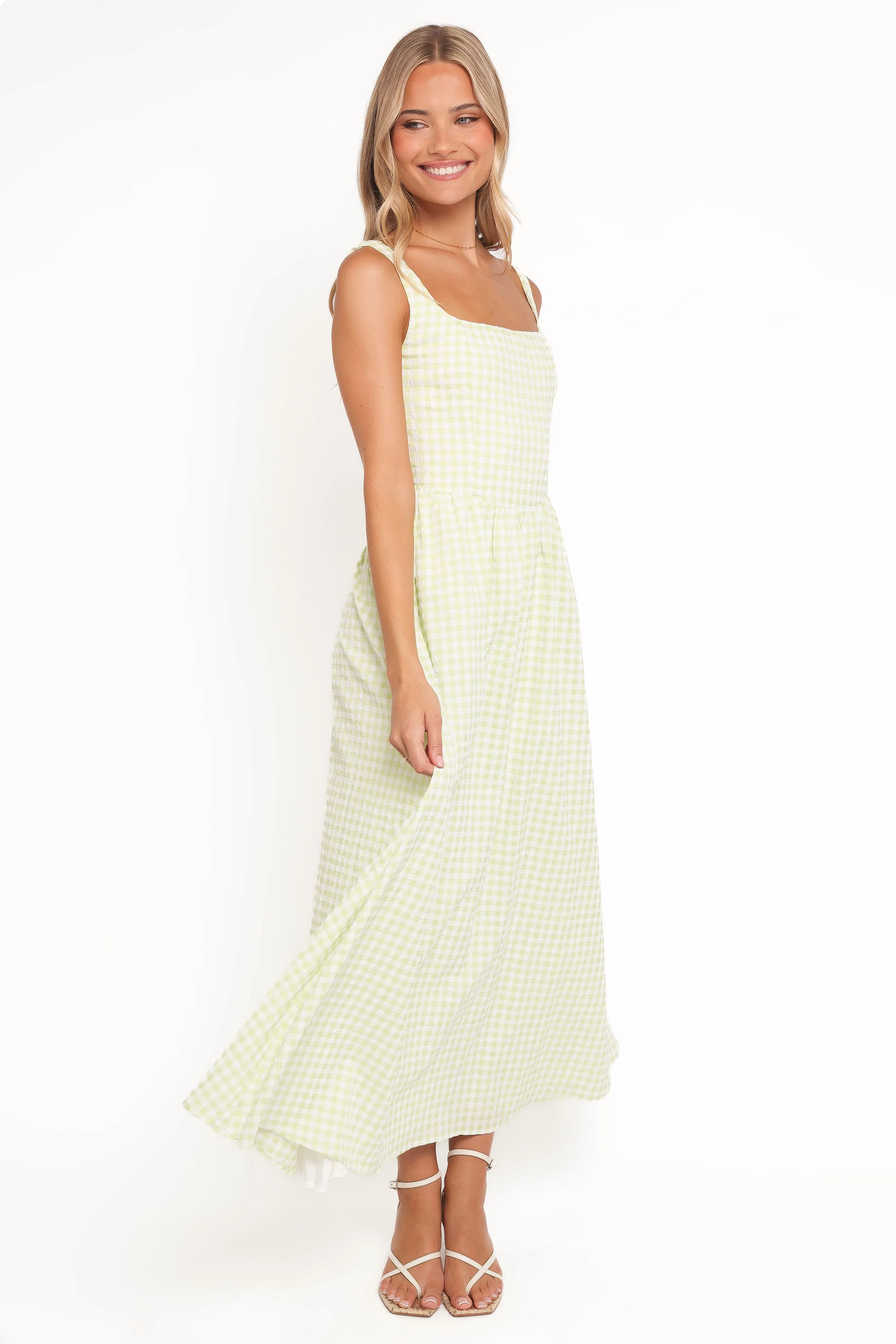 Amberlyn Maxi Dress - Green Gingham - Image 5