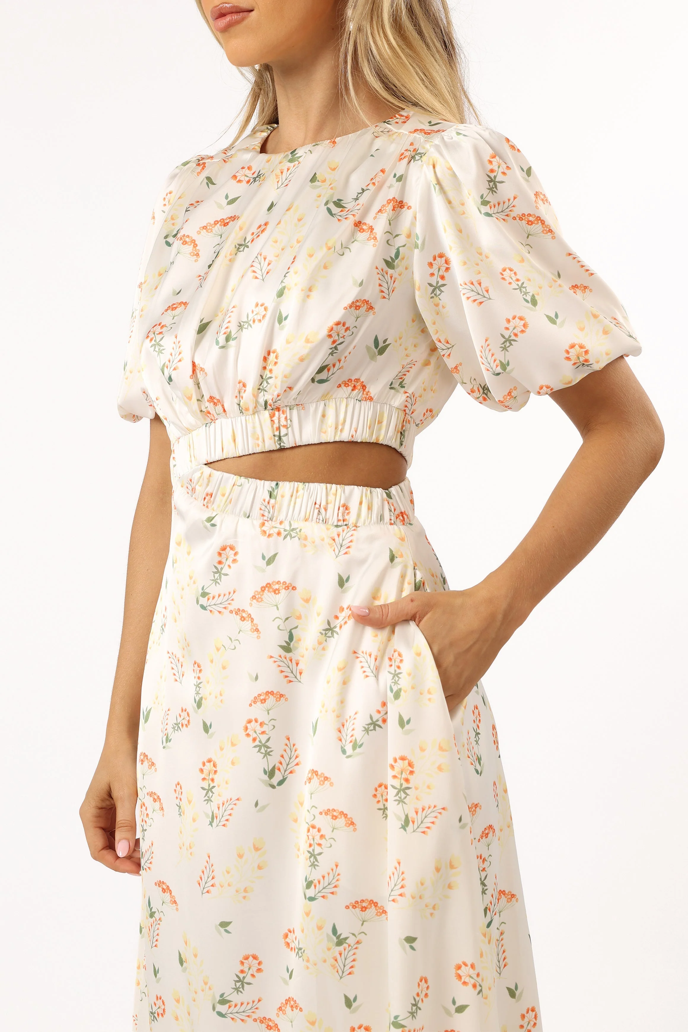 Aminah Puff Sleeve Dress - Yellow Floral - Image 5