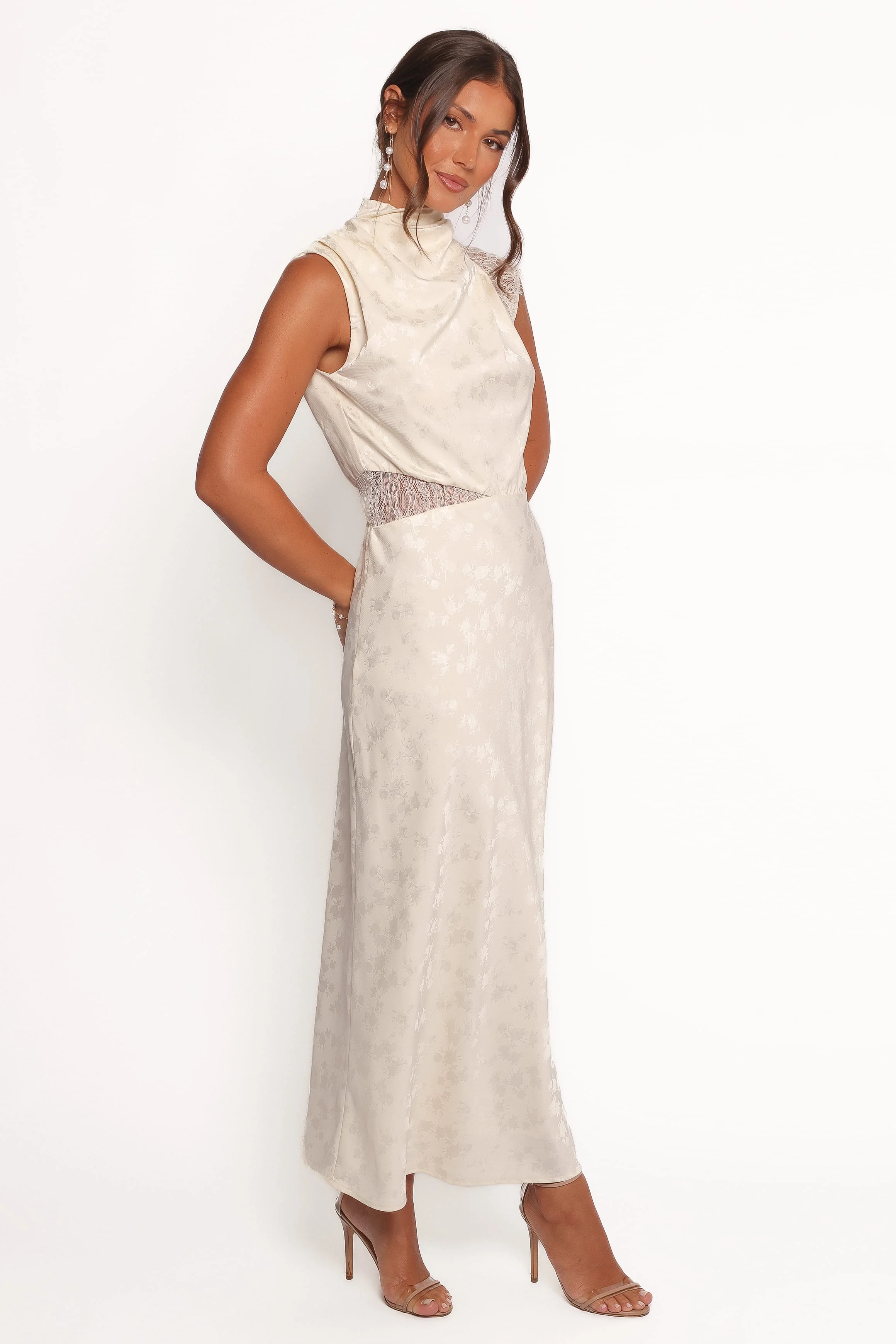 Anabelle Halter Neck Lace Maxi Dress - White - Image 6