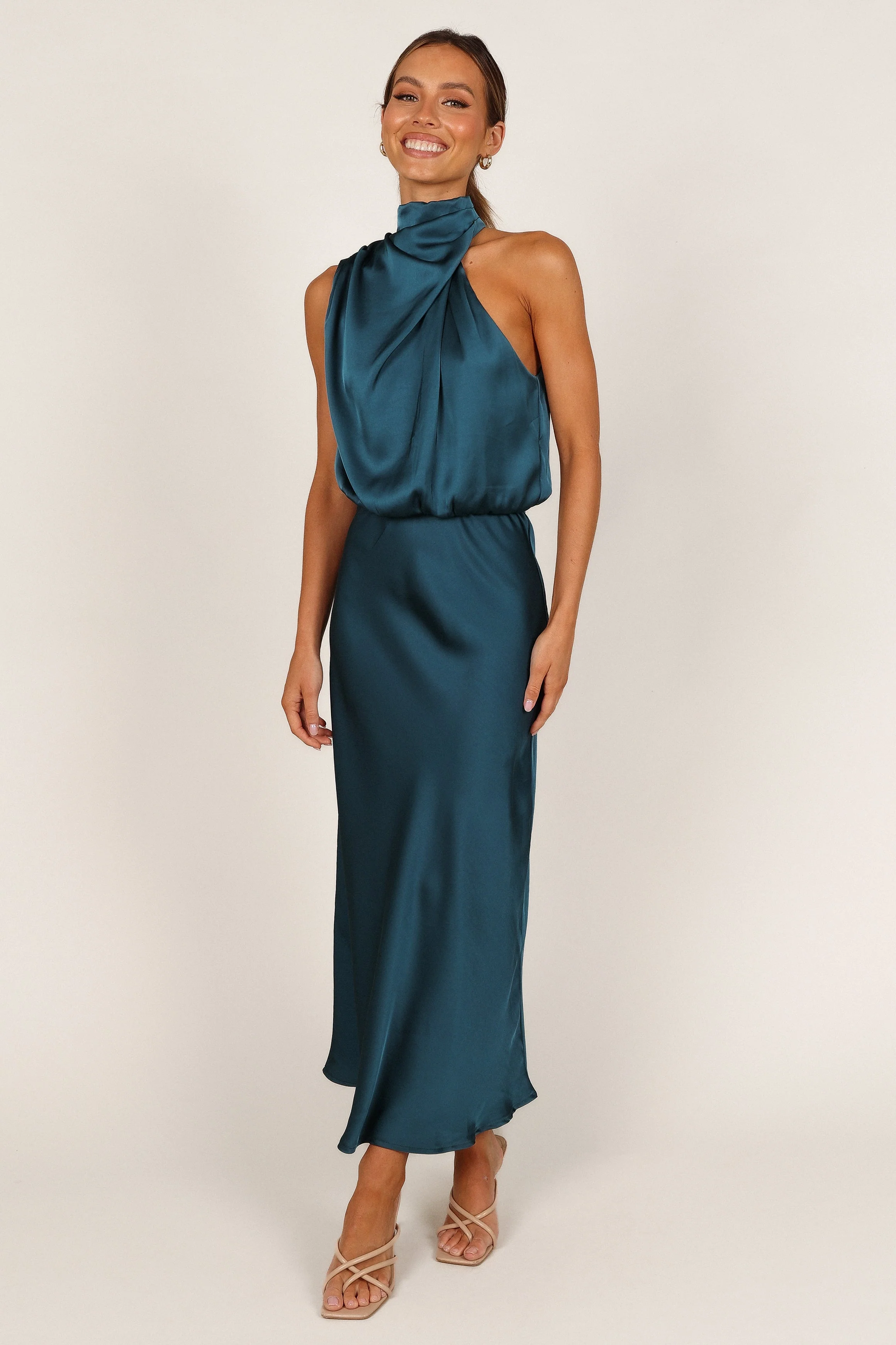 Anabelle Halter Neck Midi Dress - Teal - Image 8