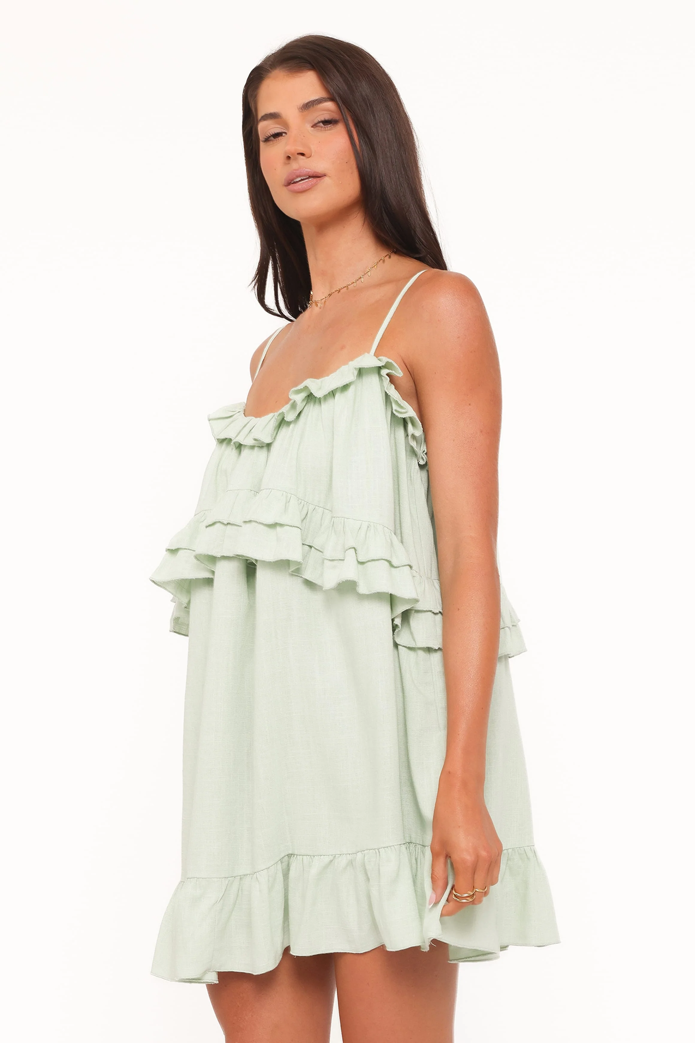 Angie Ruffle Mini Dress - Jade - Image 4
