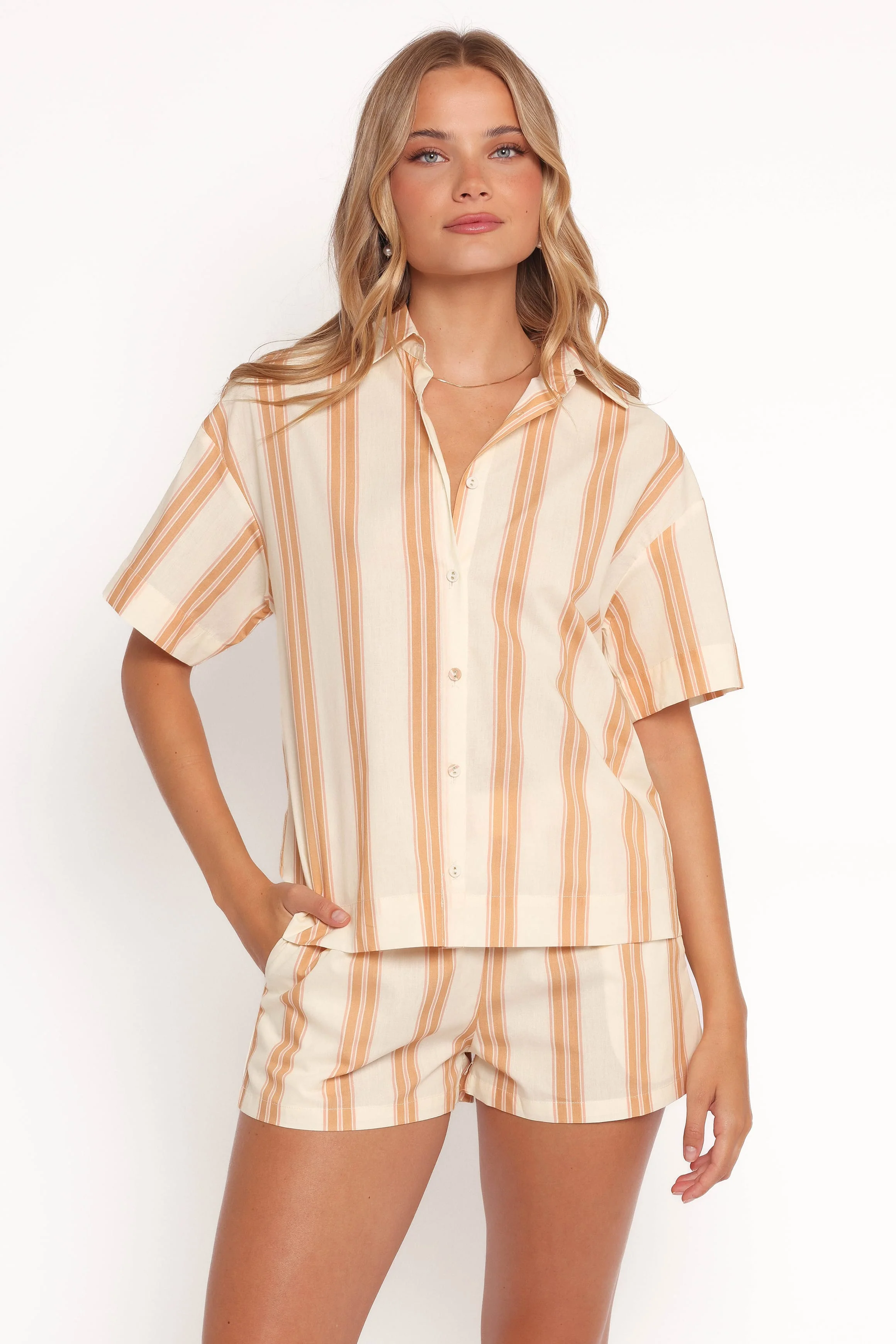 Anita Short Set - Beige Stripes - Image 2