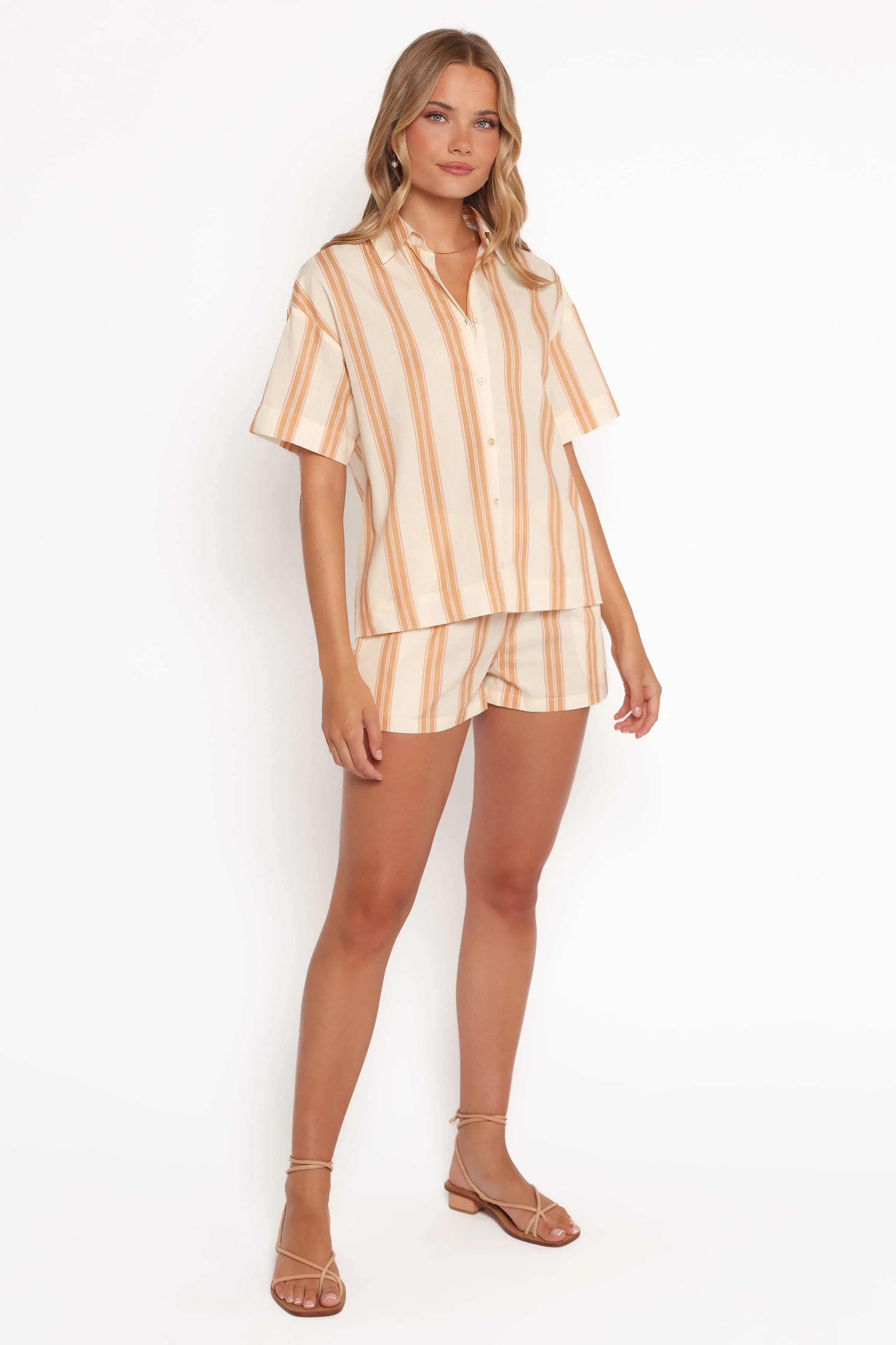 Anita Short Set - Beige Stripes - Image 3