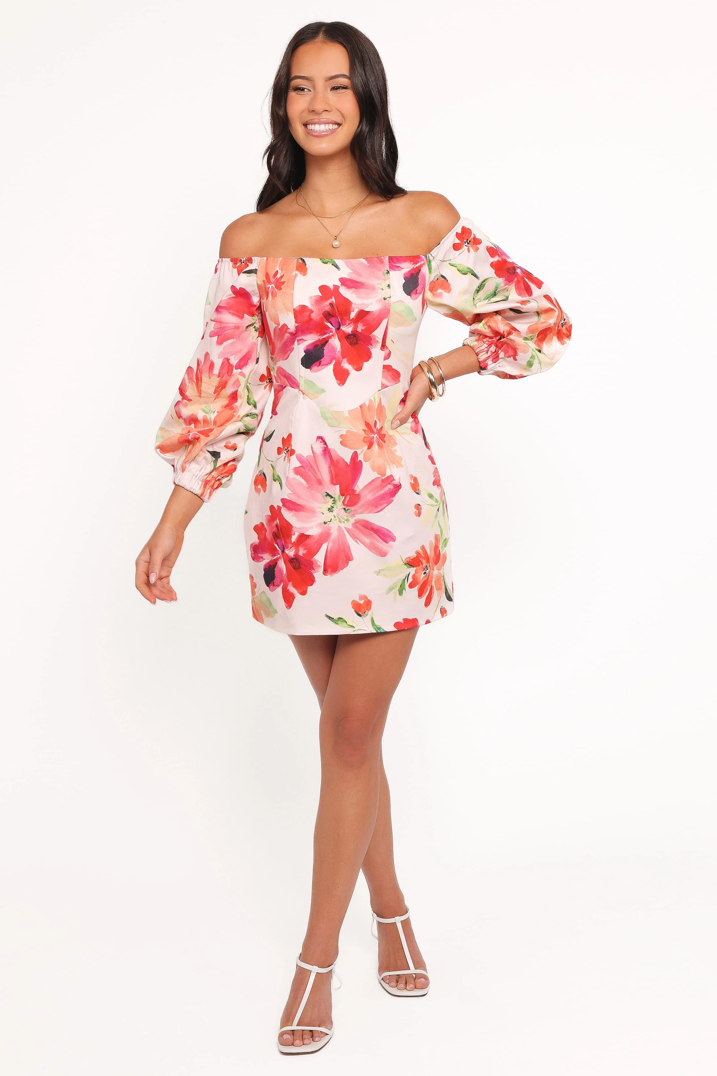 Annette Mini Dress - Orange Floral - Image 3