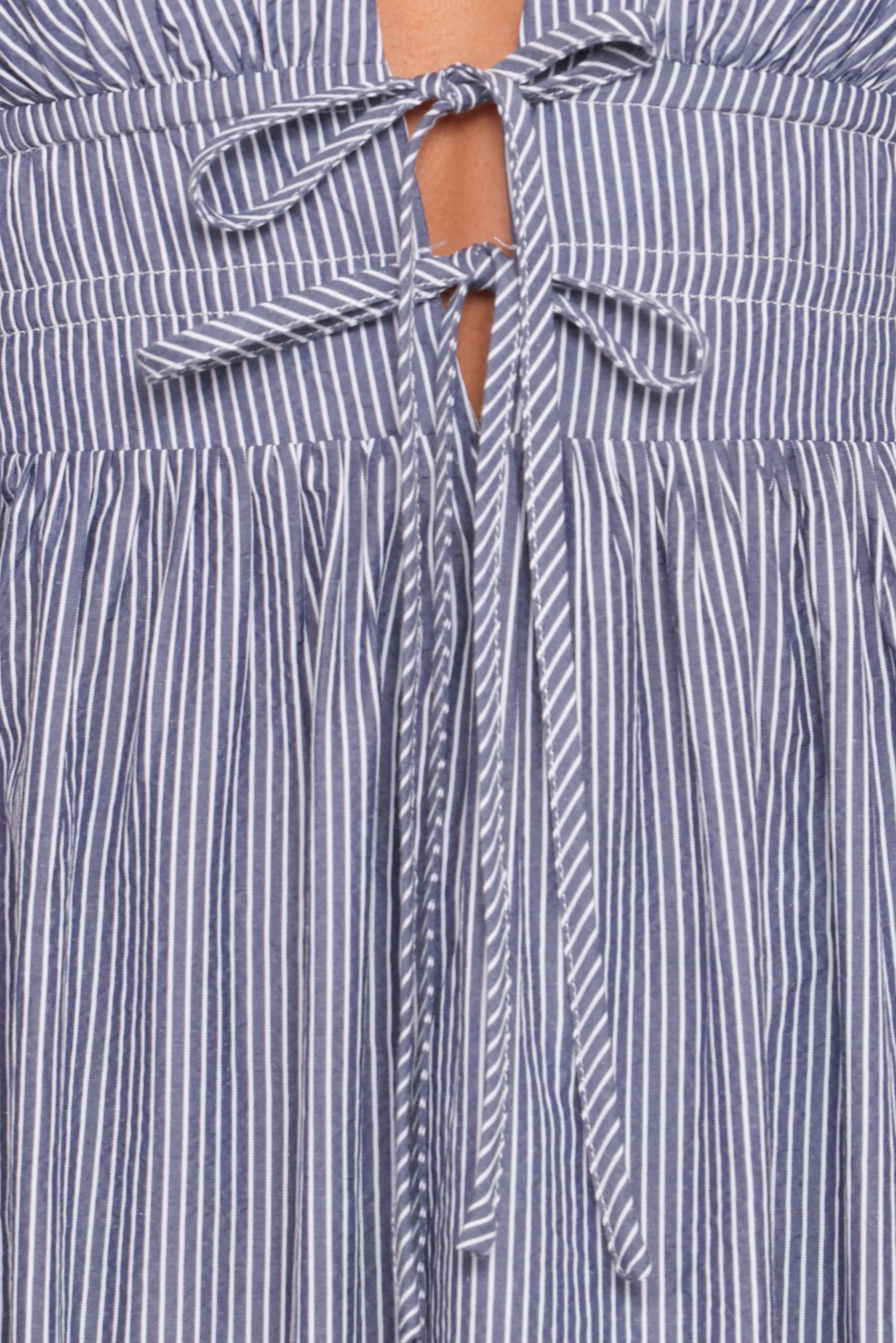 Annora Midi Dress - Navy Pinstripe - Image 7