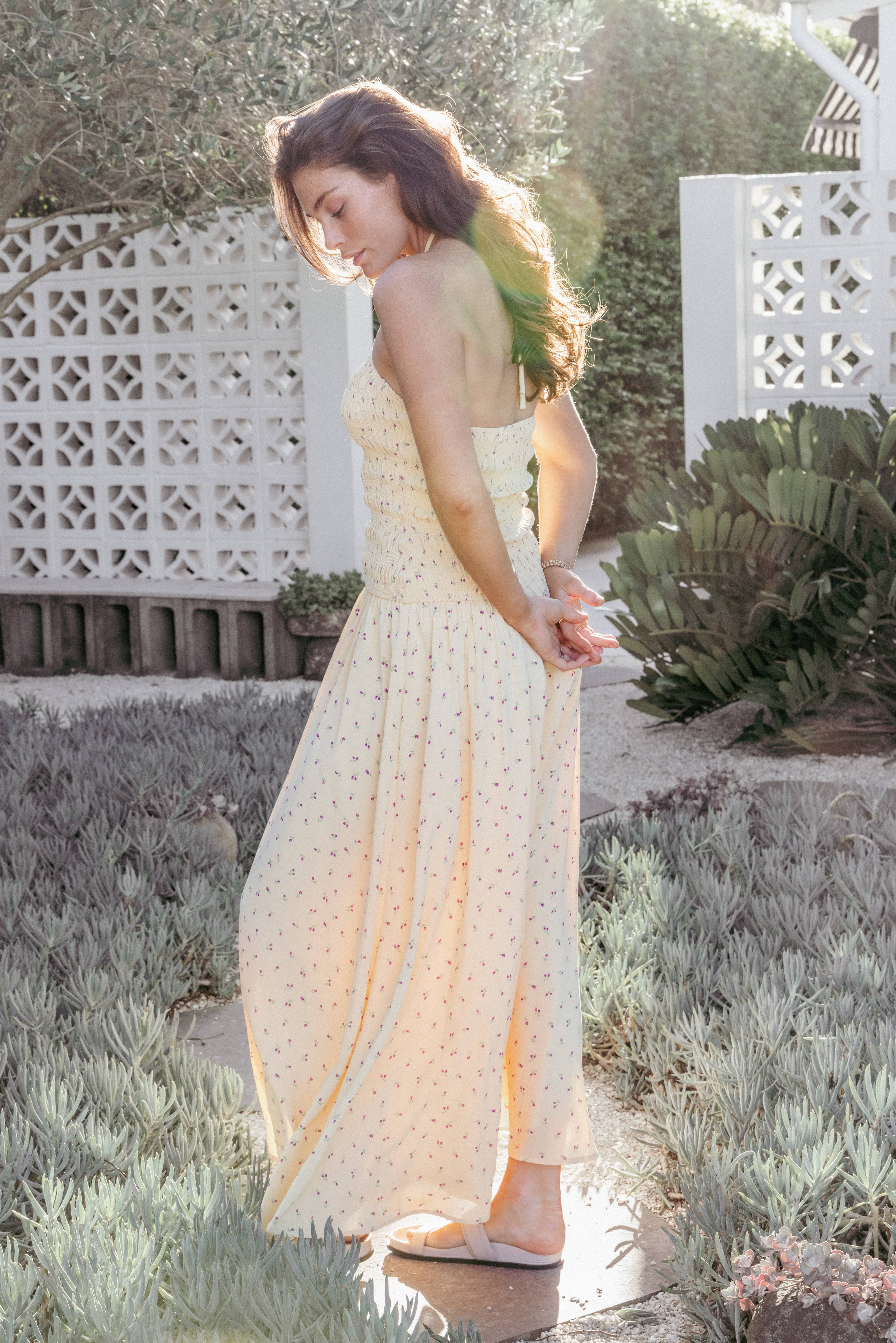 Aradia Halter Maxi Dress - Yellow Floral - Image 7