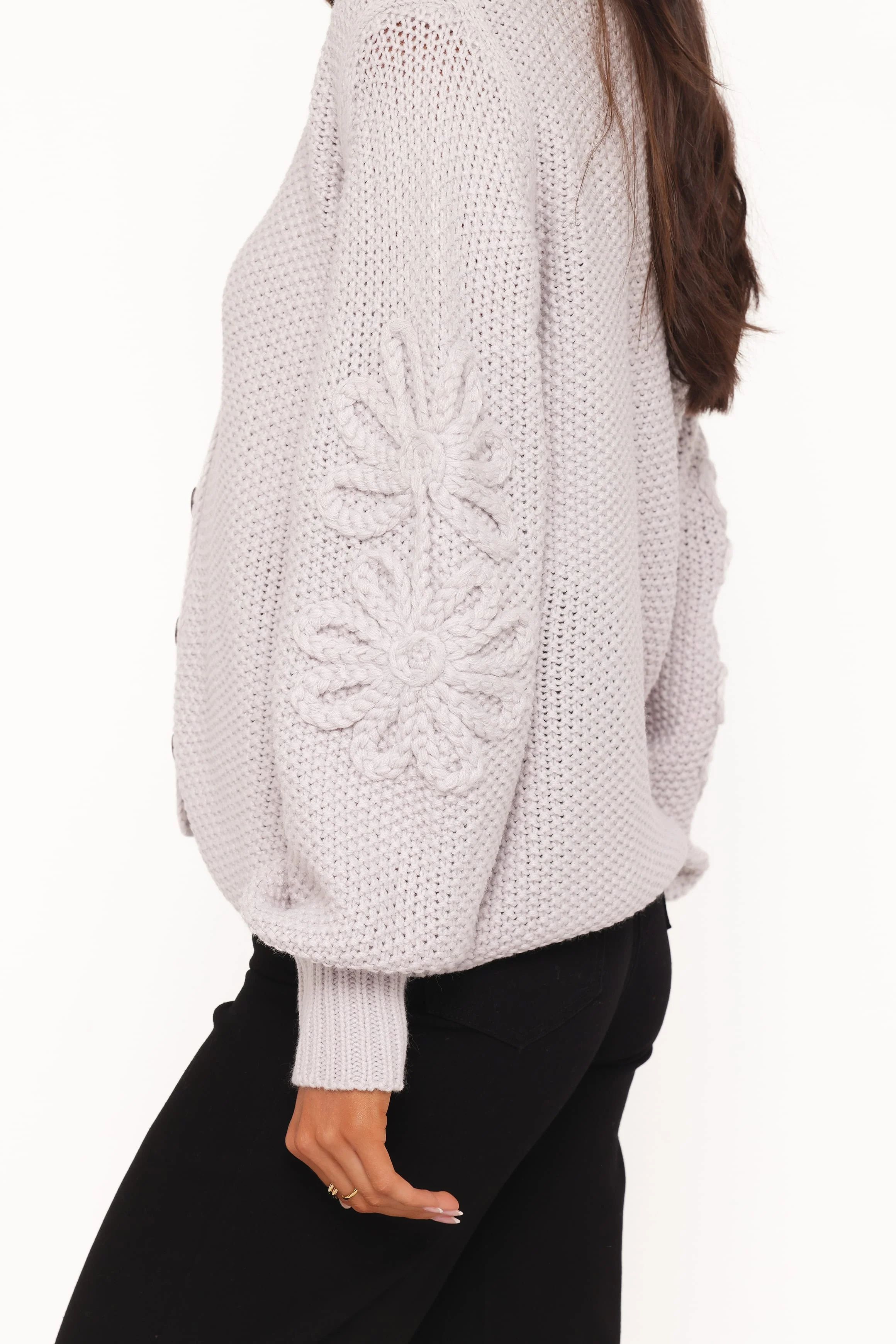 Arcadia Floral Cardigan - Light Grey - Image 2