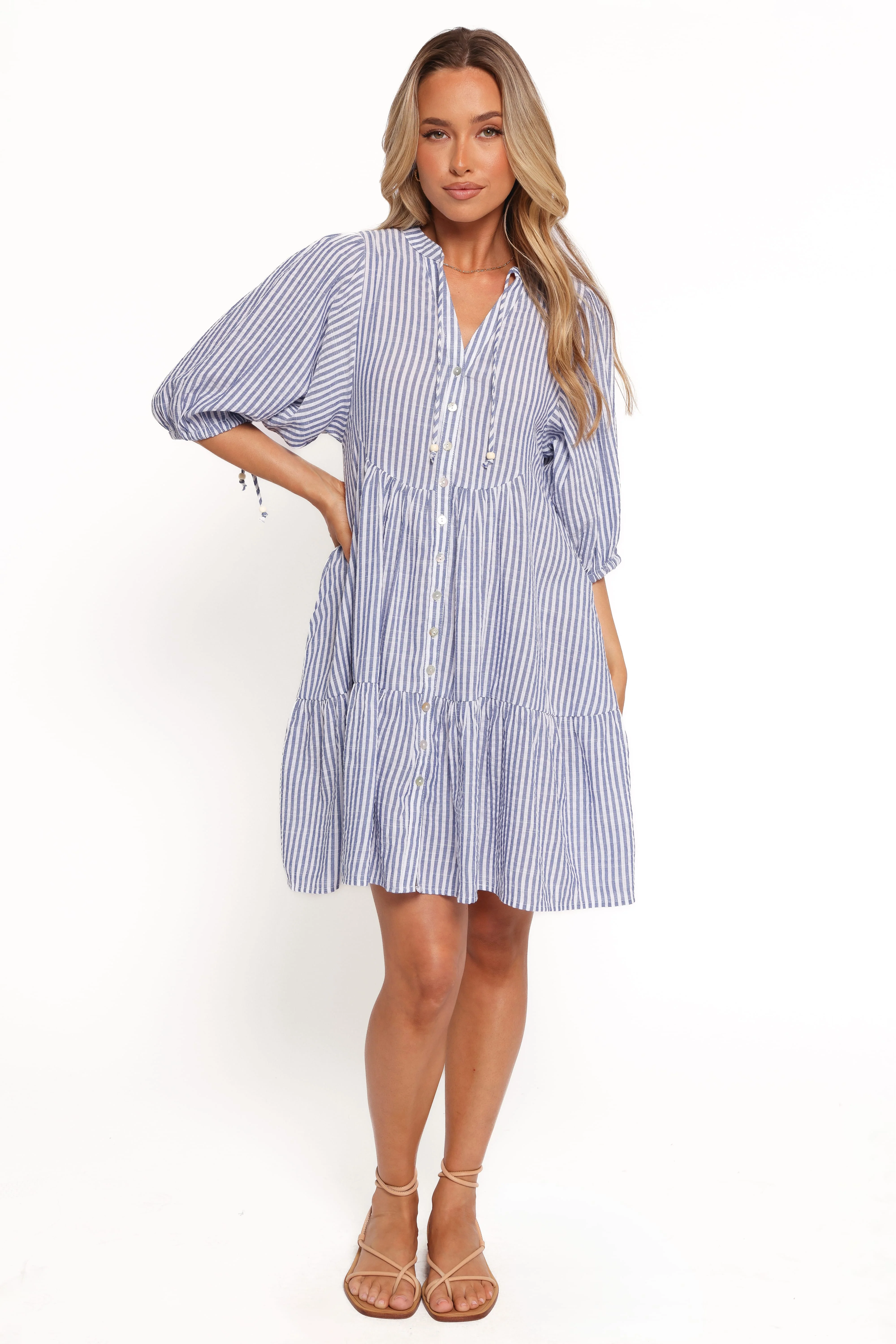 Arden Mini Dress - Blue Stripe - Image 6