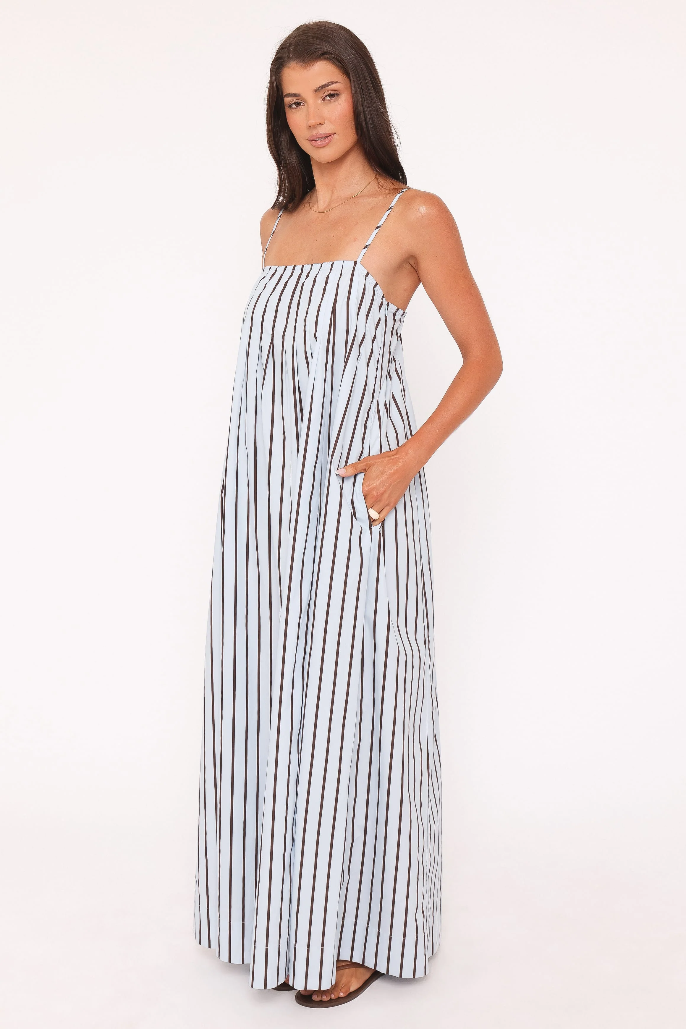 Arletta Maxi Dress - Blue/Brown Stripe - Image 4