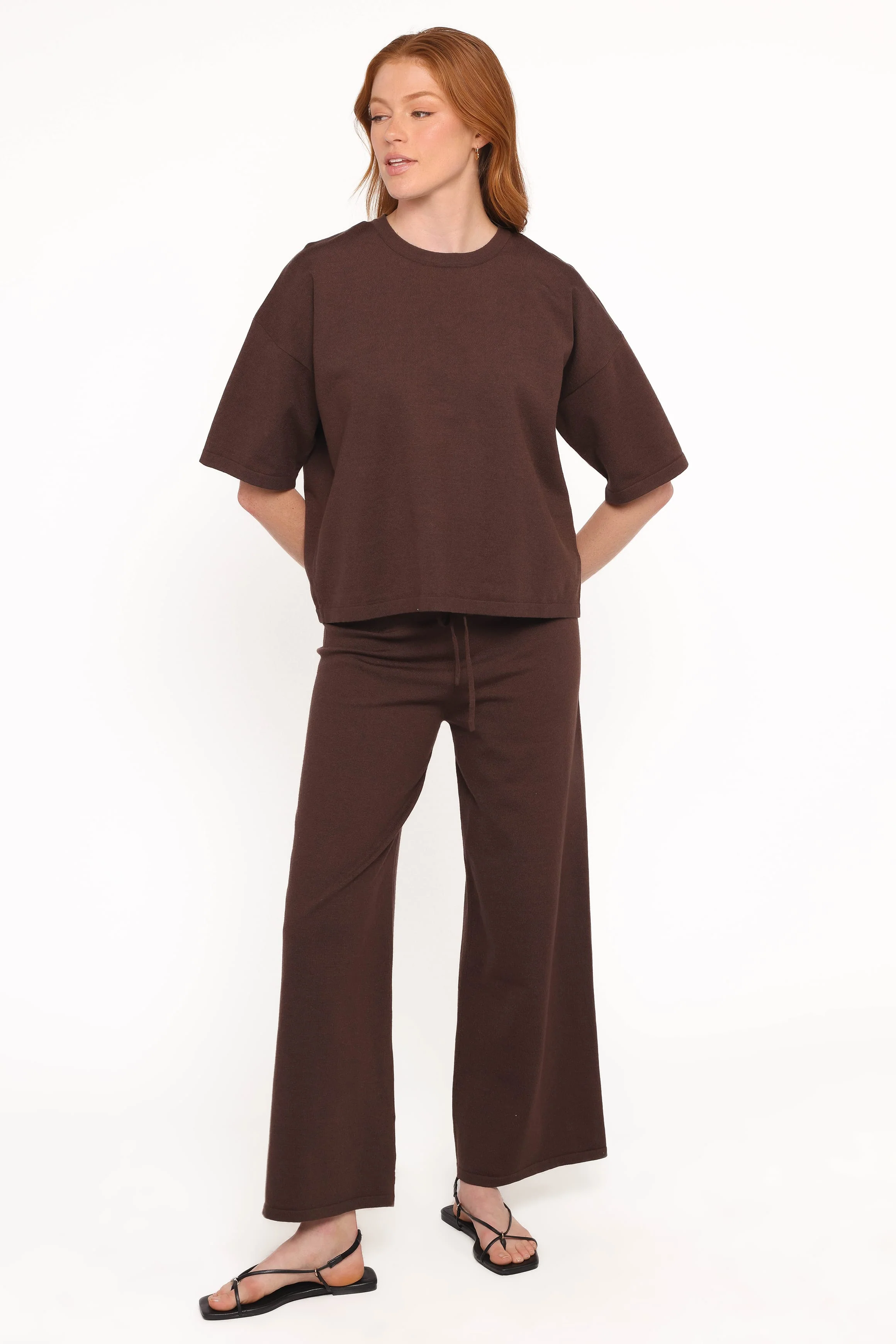Ash Knitted T-Shirt - Chocolate - Image 2