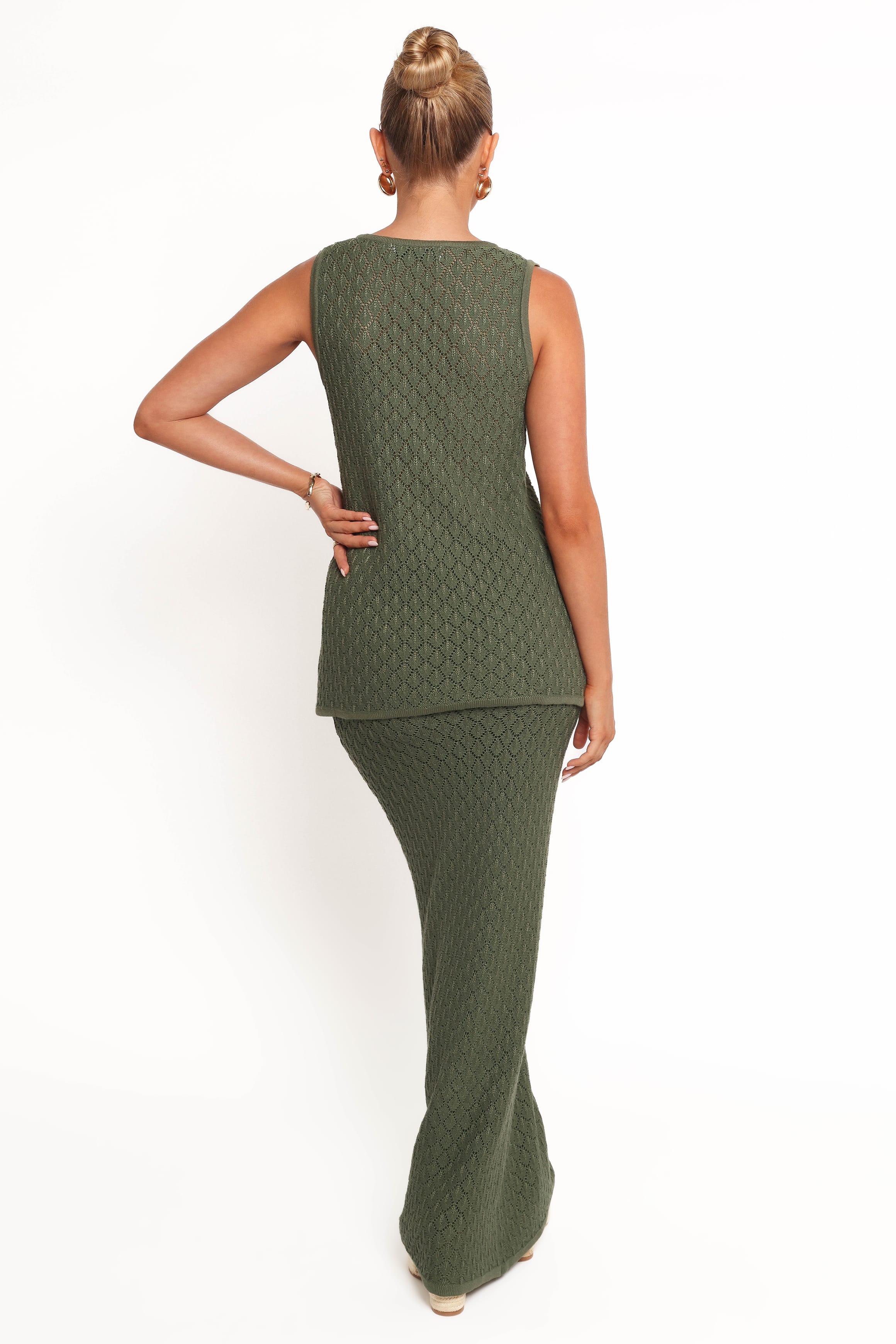 Asplie Knit Maxi Skirt - Olive - Image 5
