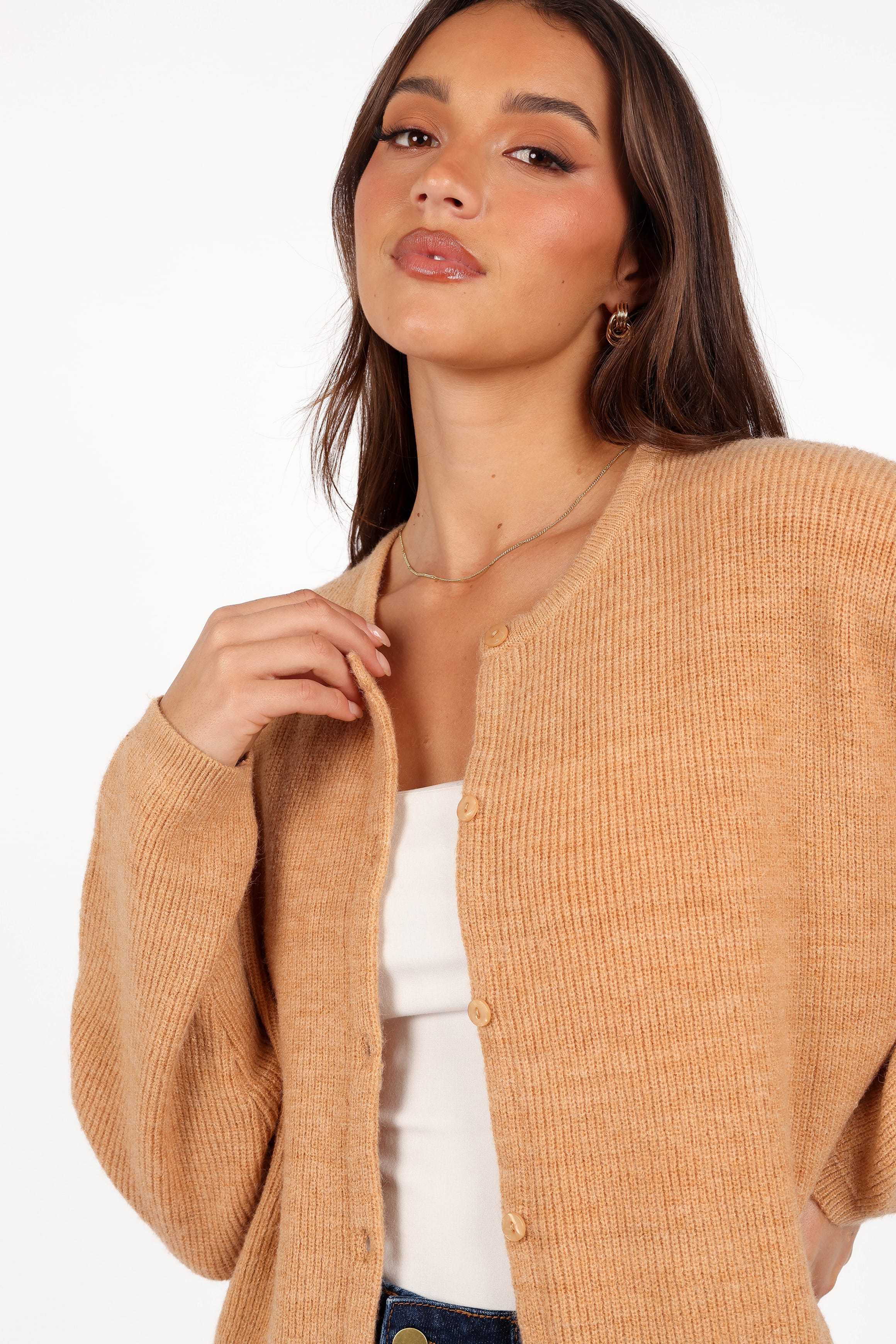 Astor Classic Button Up Cardigan - Caramel - Image 2