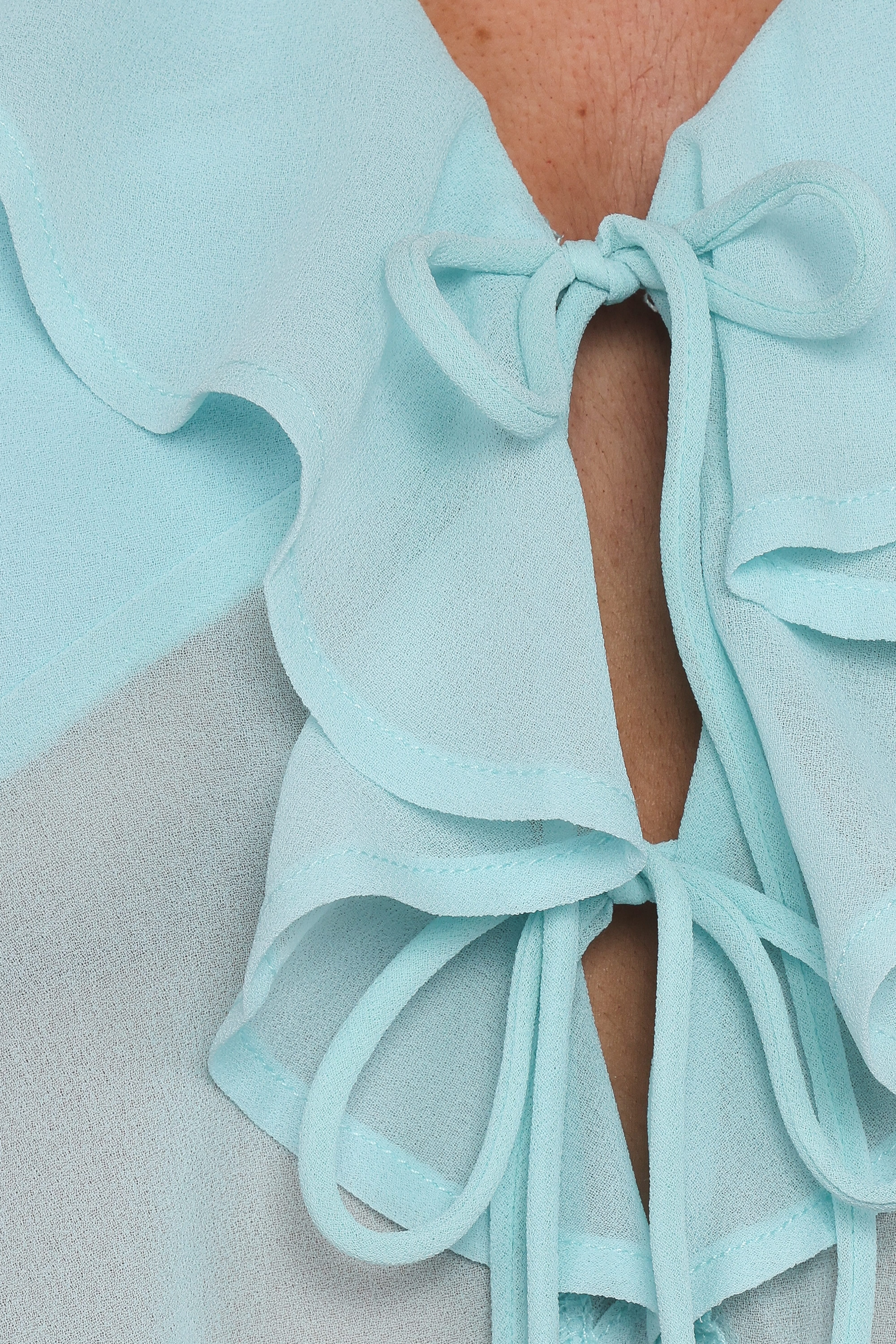 Aveline Chiffon Ruffle Front Top - Aqua - Image 7