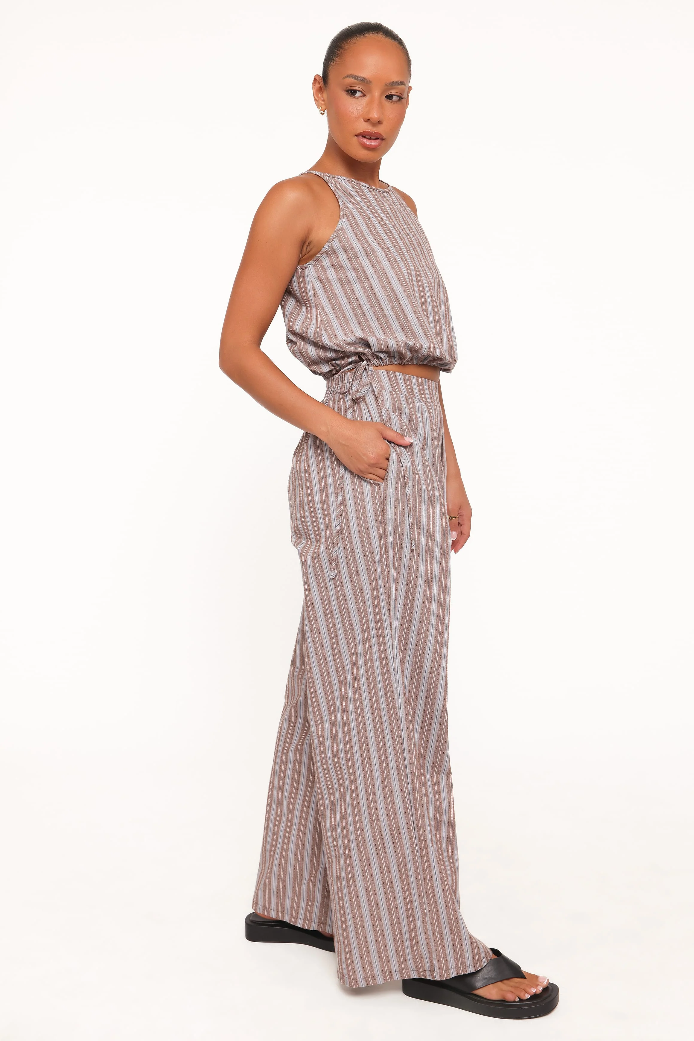 Avire Pant Set - Beige Blue Stripe - Image 3
