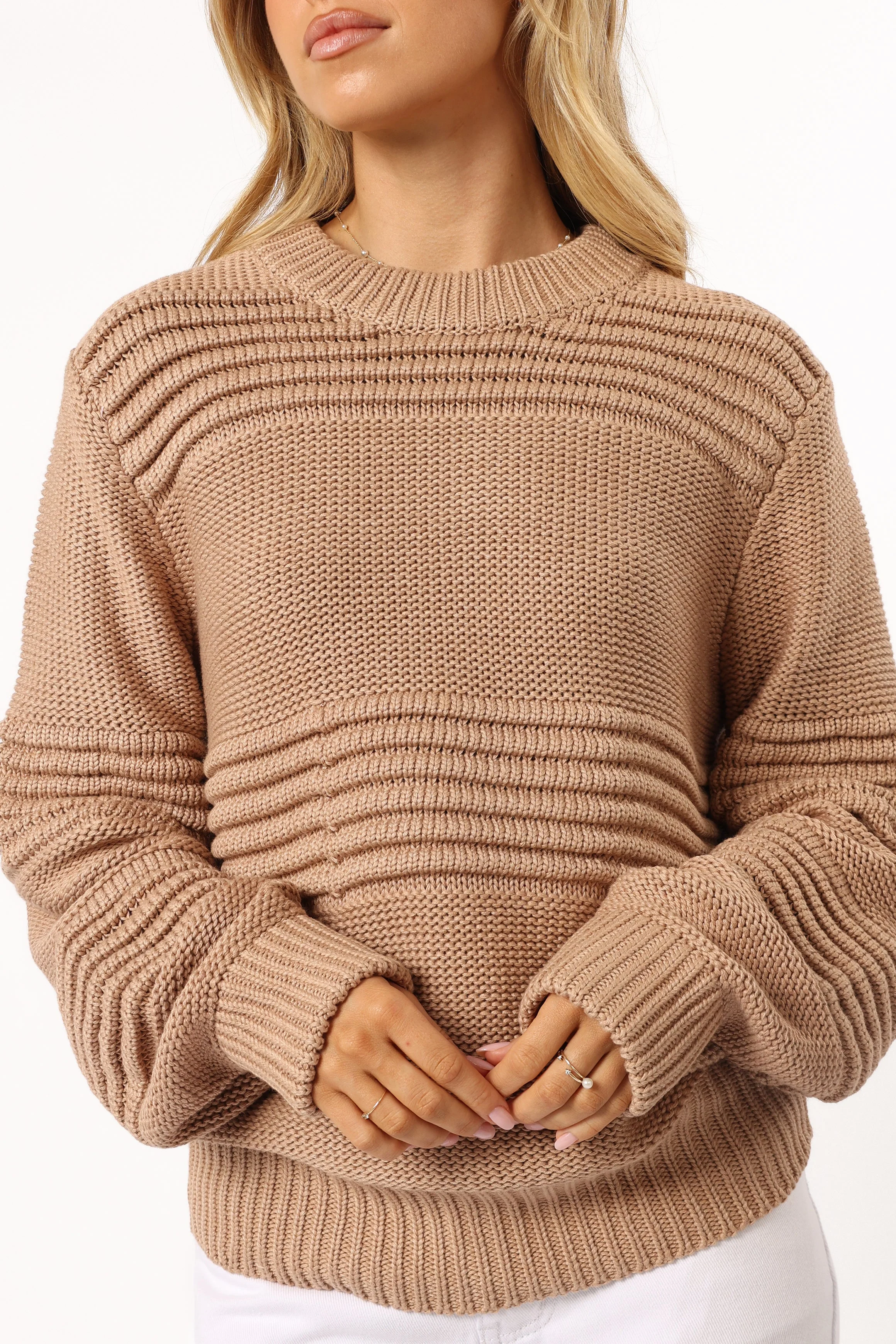 Beckett Textured Stripe Knit Sweater - Beige - Image 6