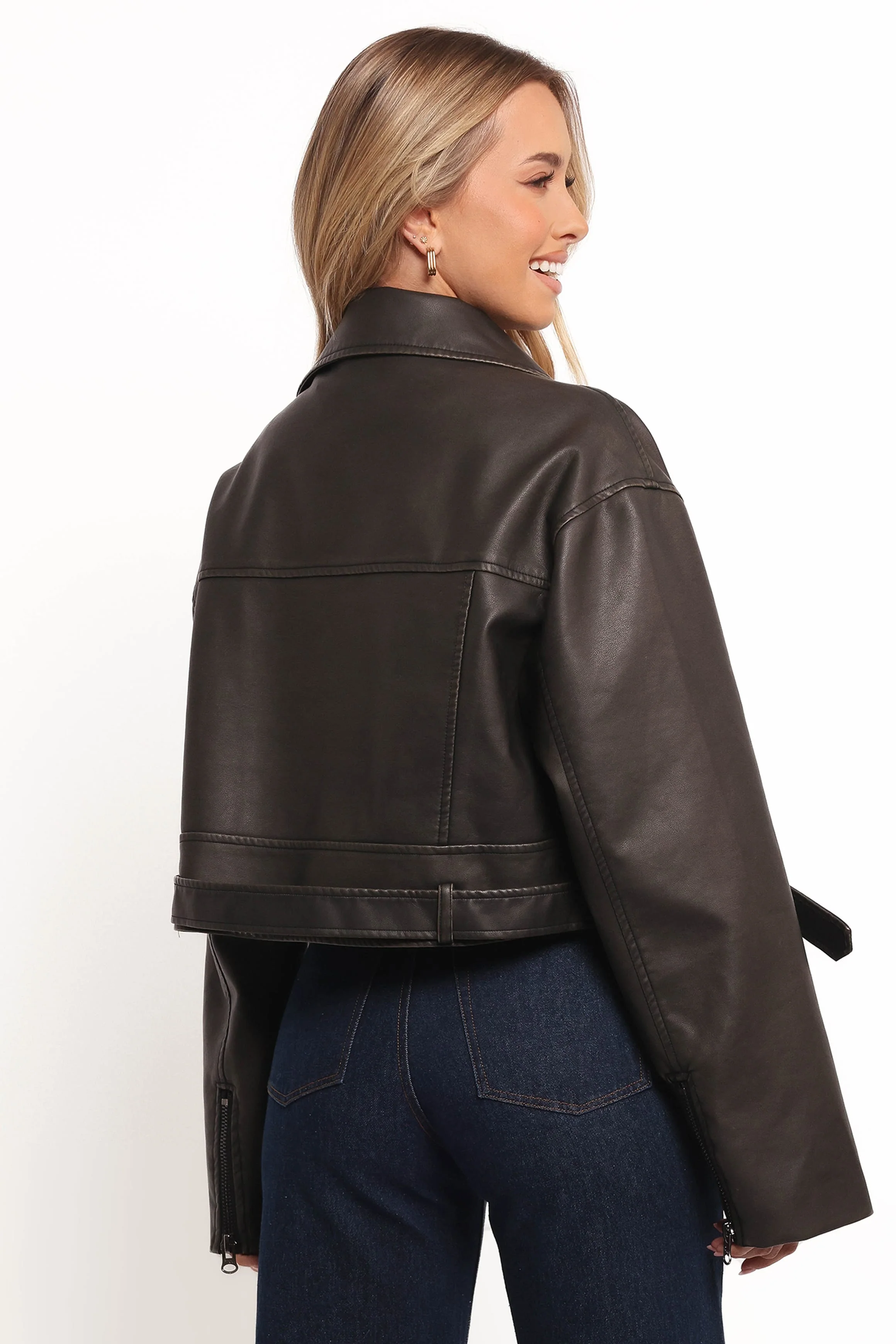 Beckham Faux Leather Moto Jacket - Black - Image 4