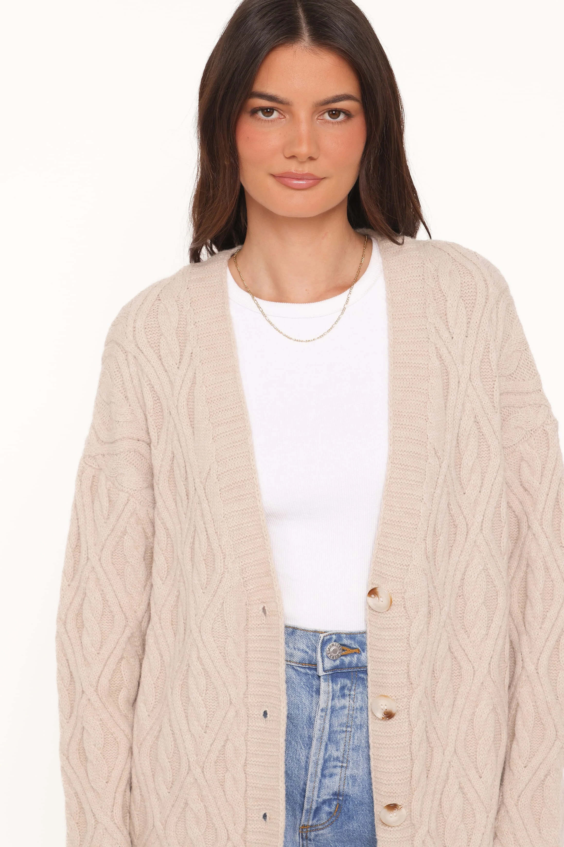 Becky Cable Coatigan - Beige - Image 3