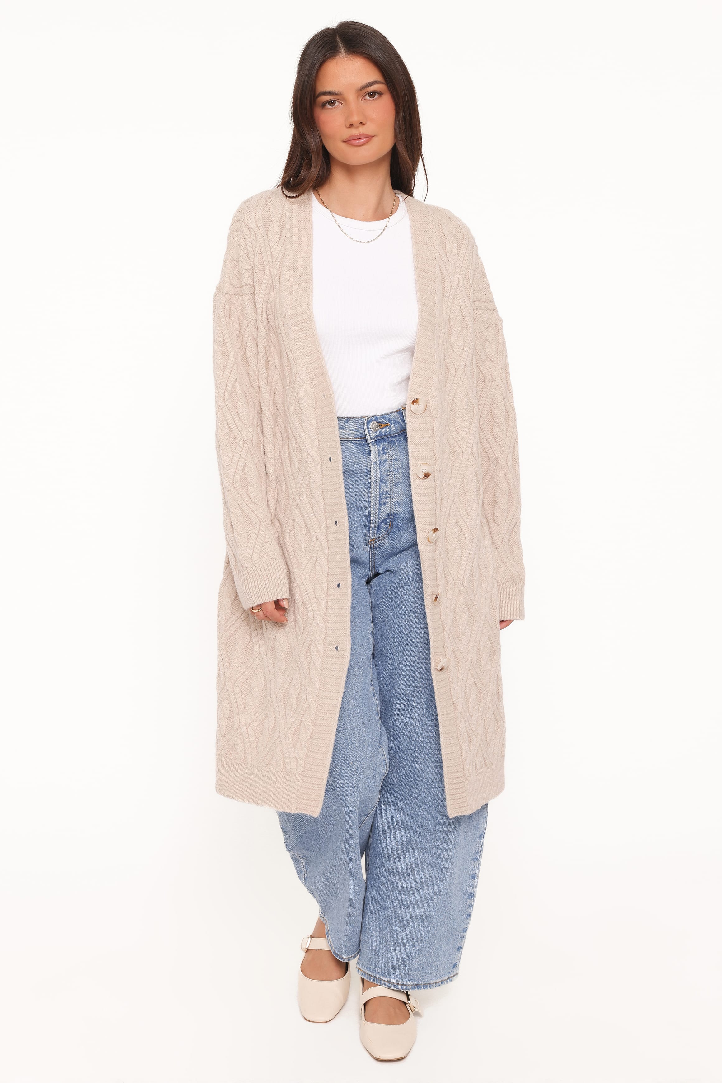 Becky Cable Coatigan - Beige - Image 5