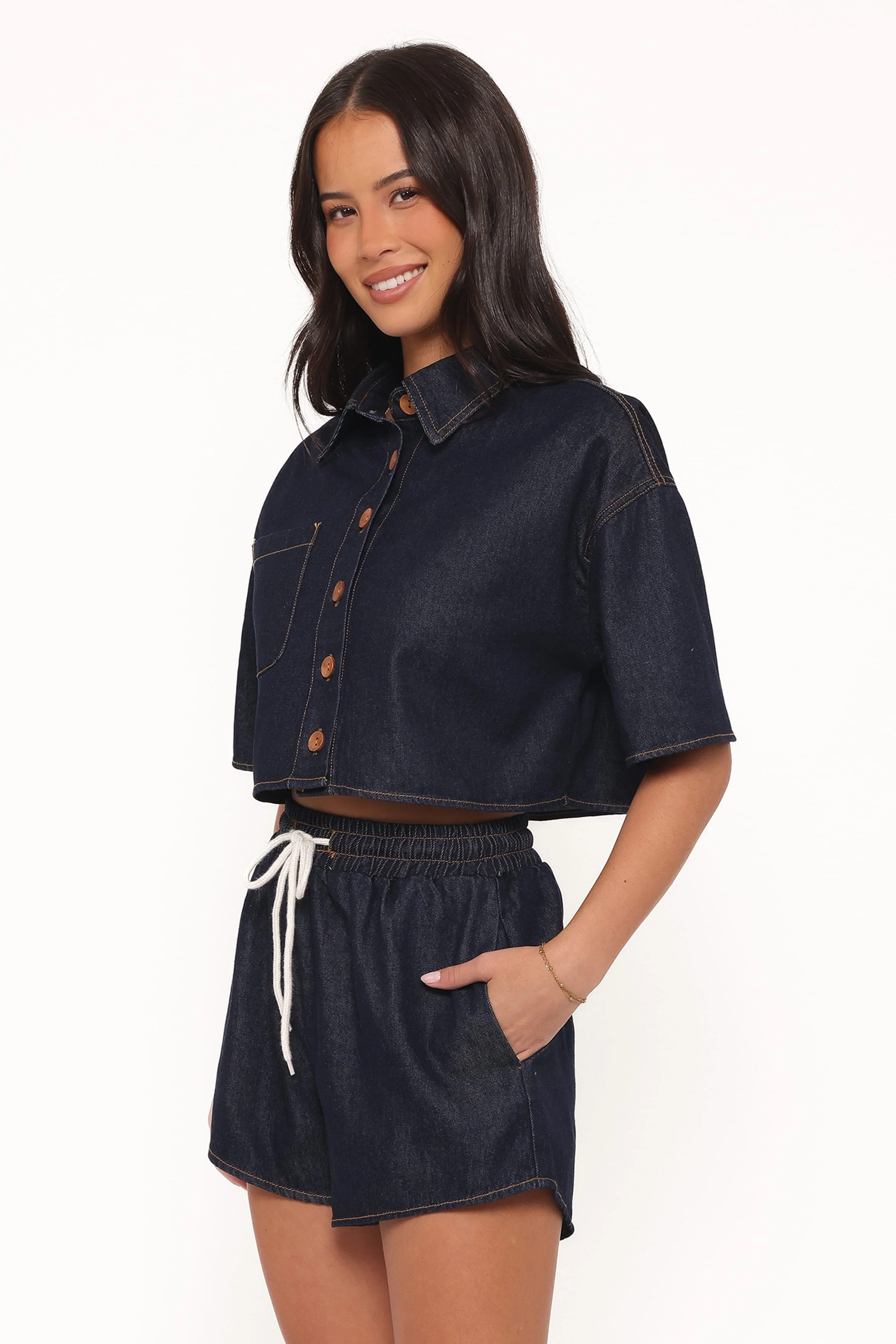 Bels Denim Short Set - Indigo - Image 4