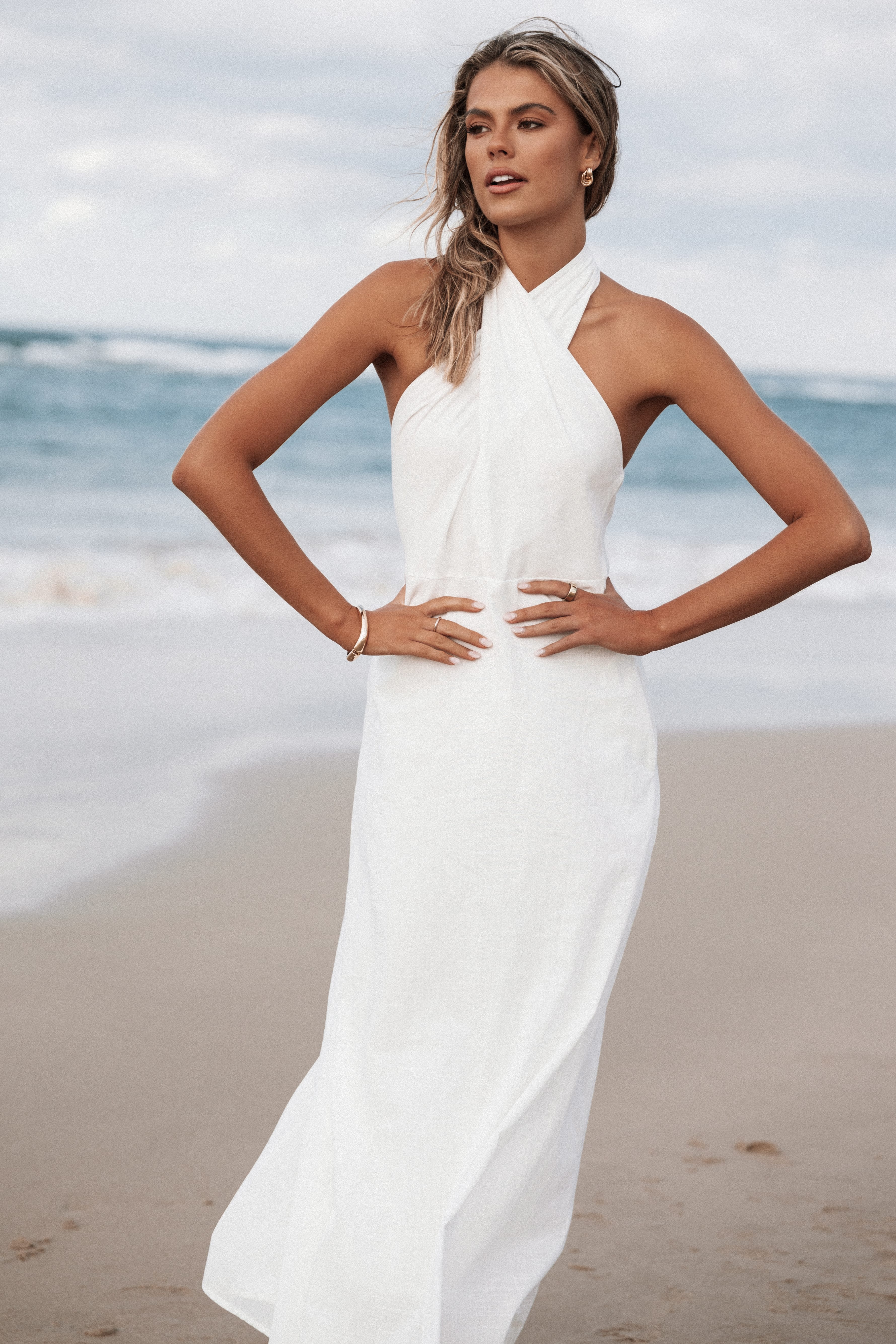Betsy Halterneck Maxi Dress - White - Image 2